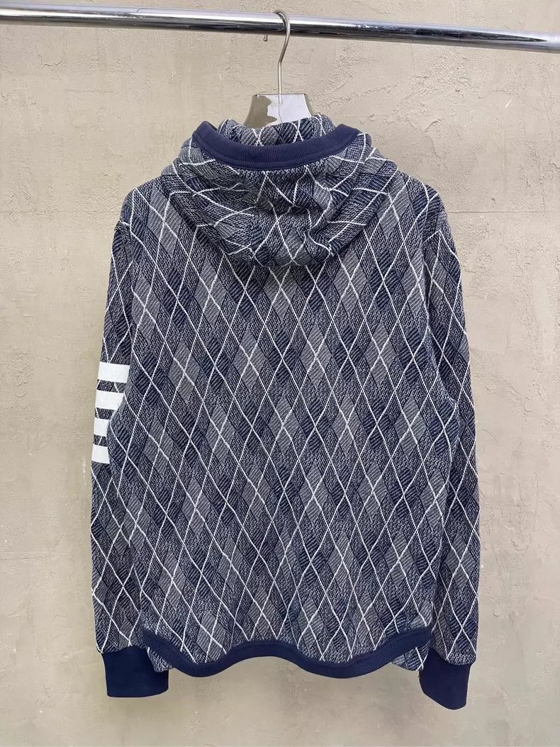 Thom Browne Thom Browne size1 Blue and gray diamond pattern button knit Size US S / EU 44-46 / 1 - 6 Thumbnail