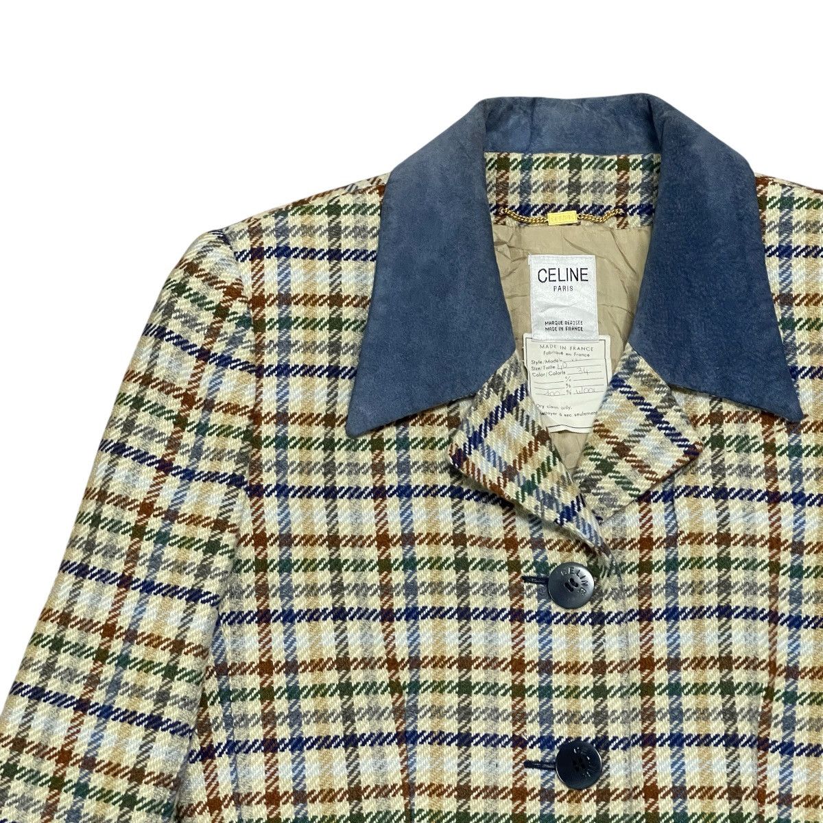 Celine ‼️RARE‼️ Vtg 70s Celine Paris Burgeois Chic Wool Plaid Blazer Size M / US 6-8 / IT 42-44 - 8 Thumbnail