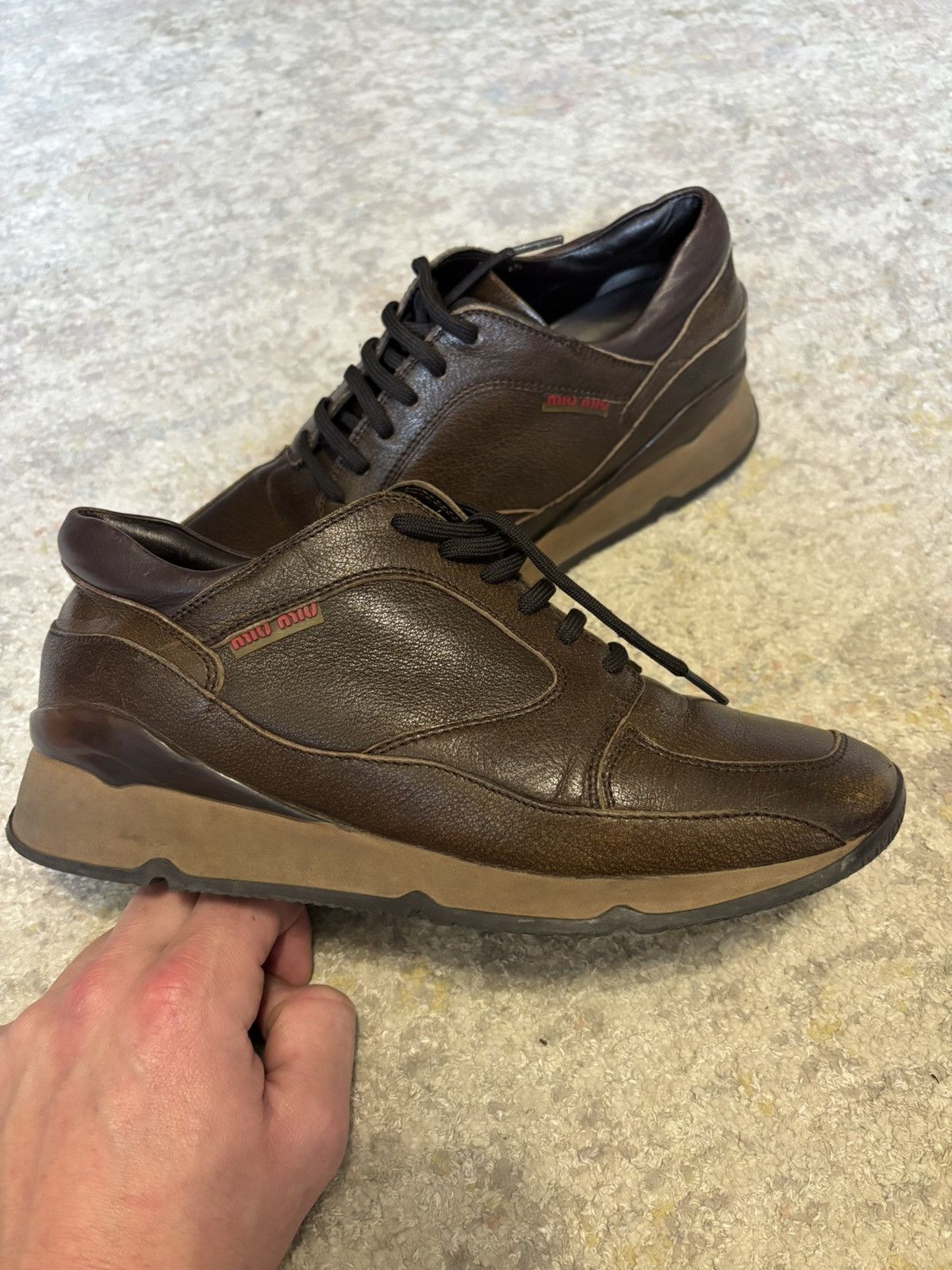 Miu Miu Miu Miu 90s Leather Runners Size US 5.5 / EU 38 - 4 Thumbnail