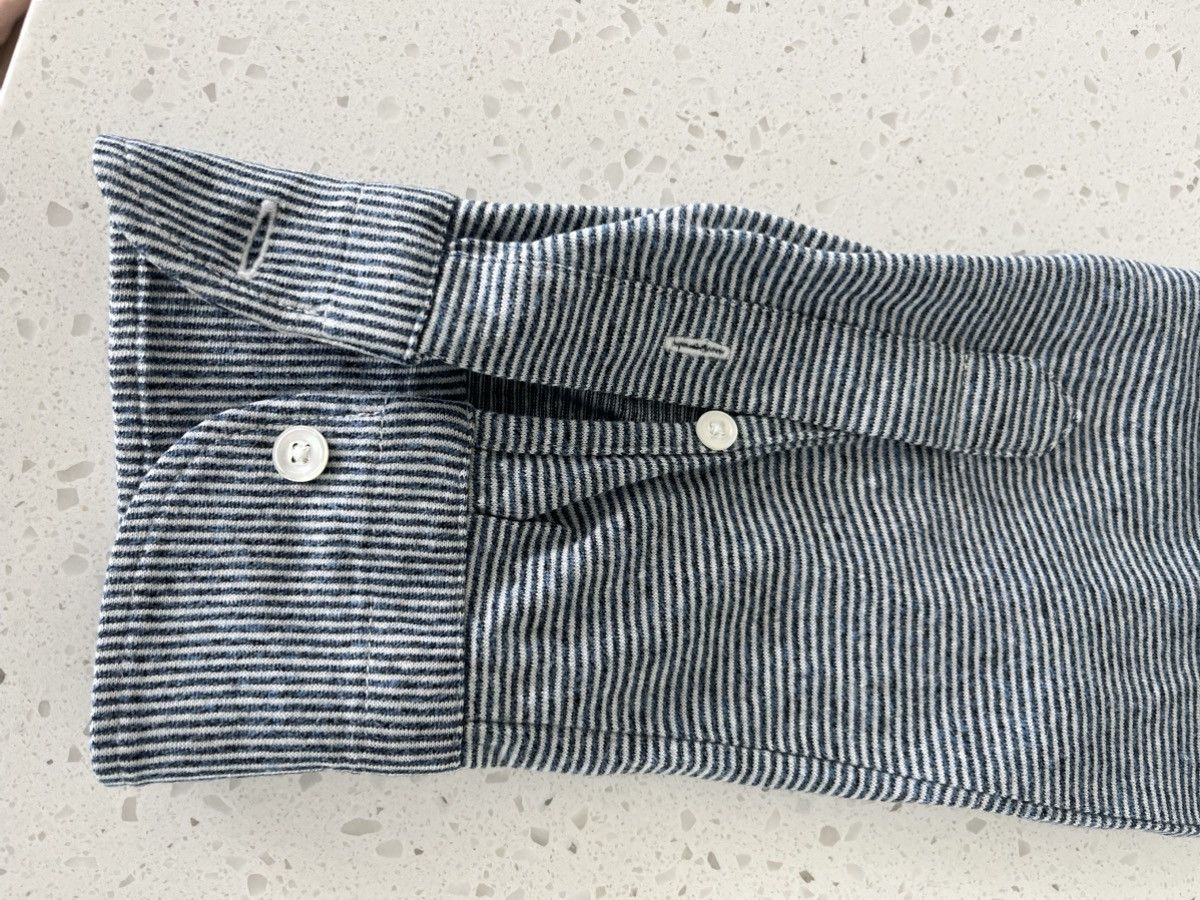 MAN 1924 Man 1924 cotton-linen blend stripped LS polo (medium) Size US M / EU 48-50 / 2 - 5 Thumbnail