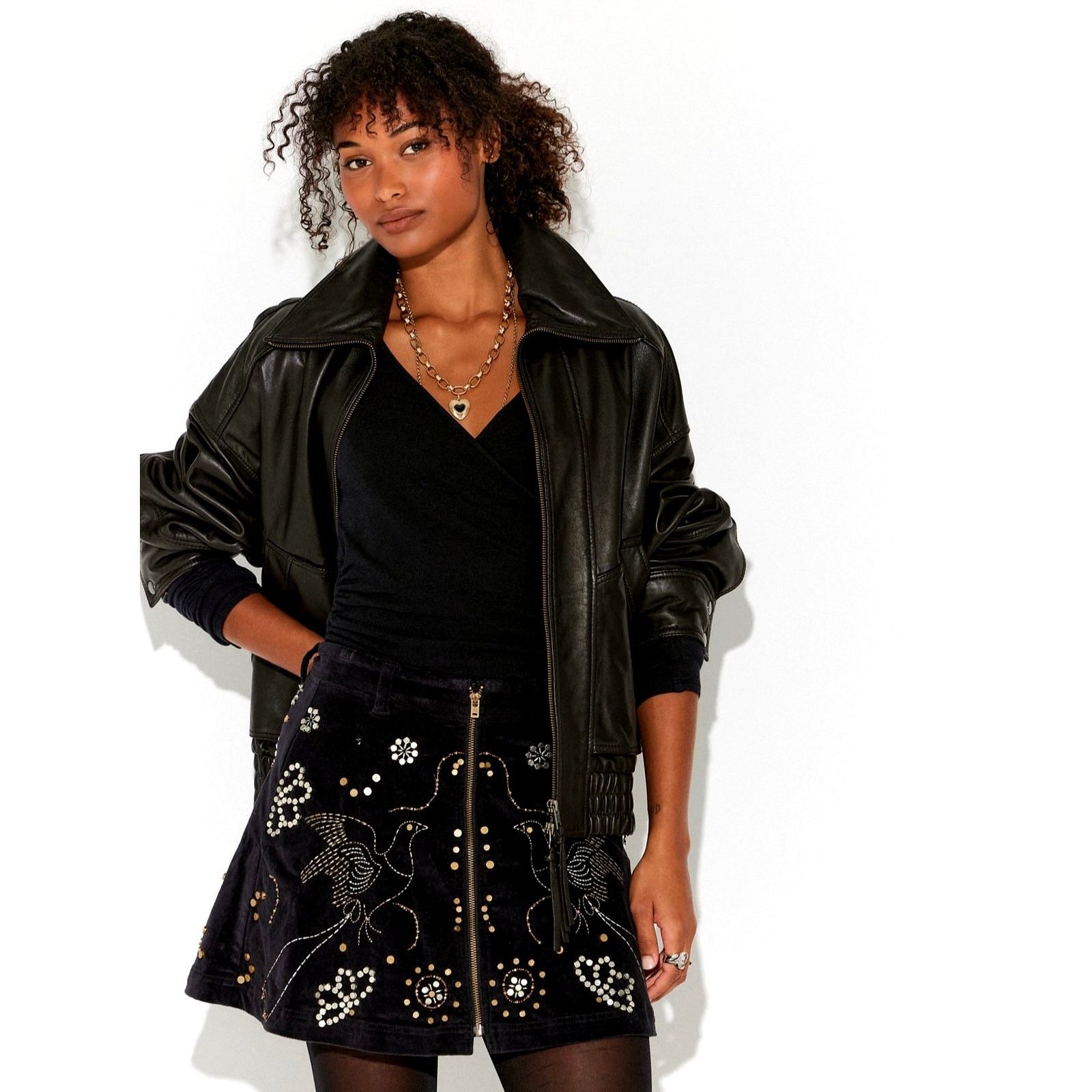 Free People Free People Quetzal Studded Mini Skirt Black size 6 Size 28" / US 6 / IT 42 - 5 Thumbnail