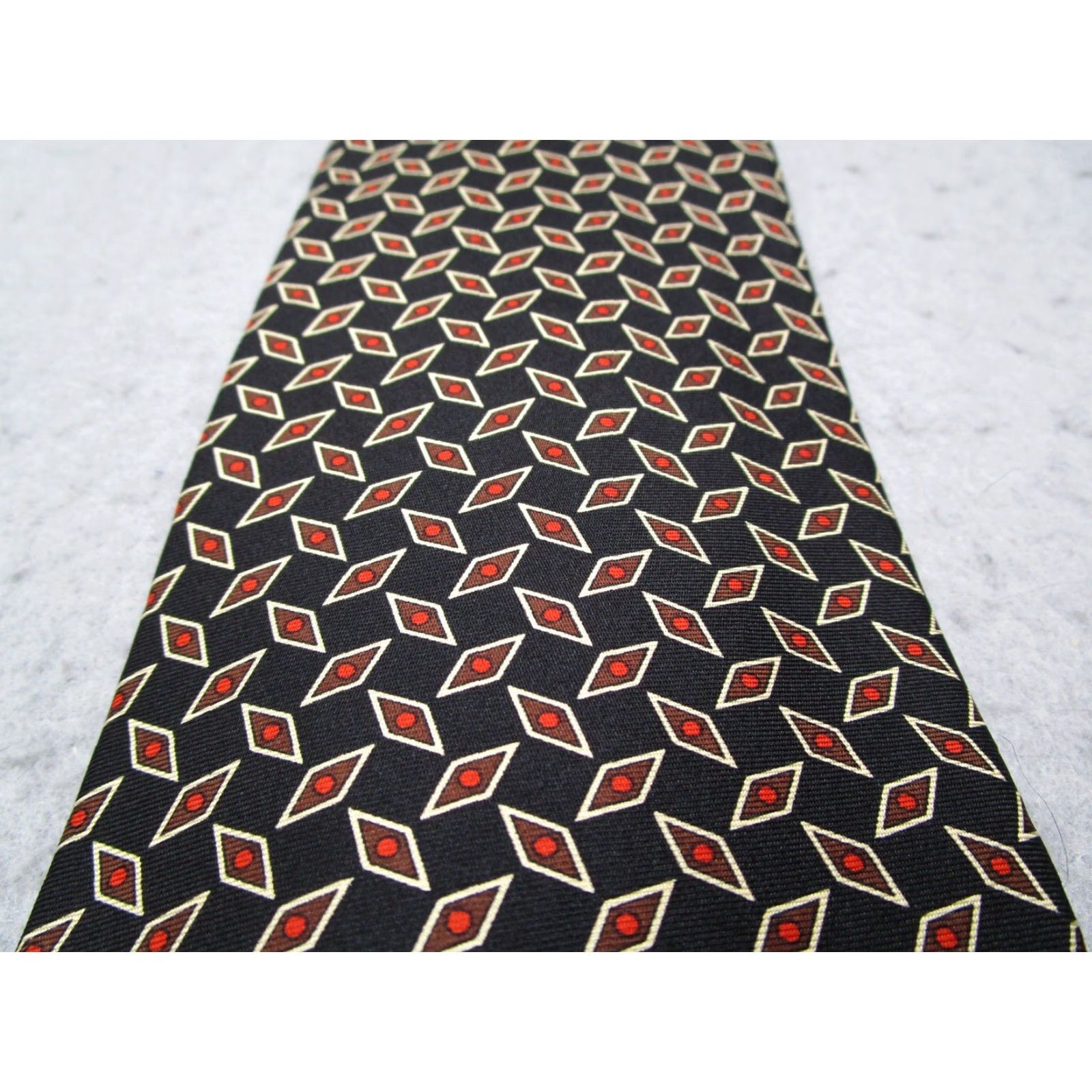 Vintage XMI Nordstrom Men's Black Silk Neck Tie Geometric Abstract Hand Sewn Made in USA - One Size Classic Length 57"-60" Size ONE SIZE - 5 Thumbnail