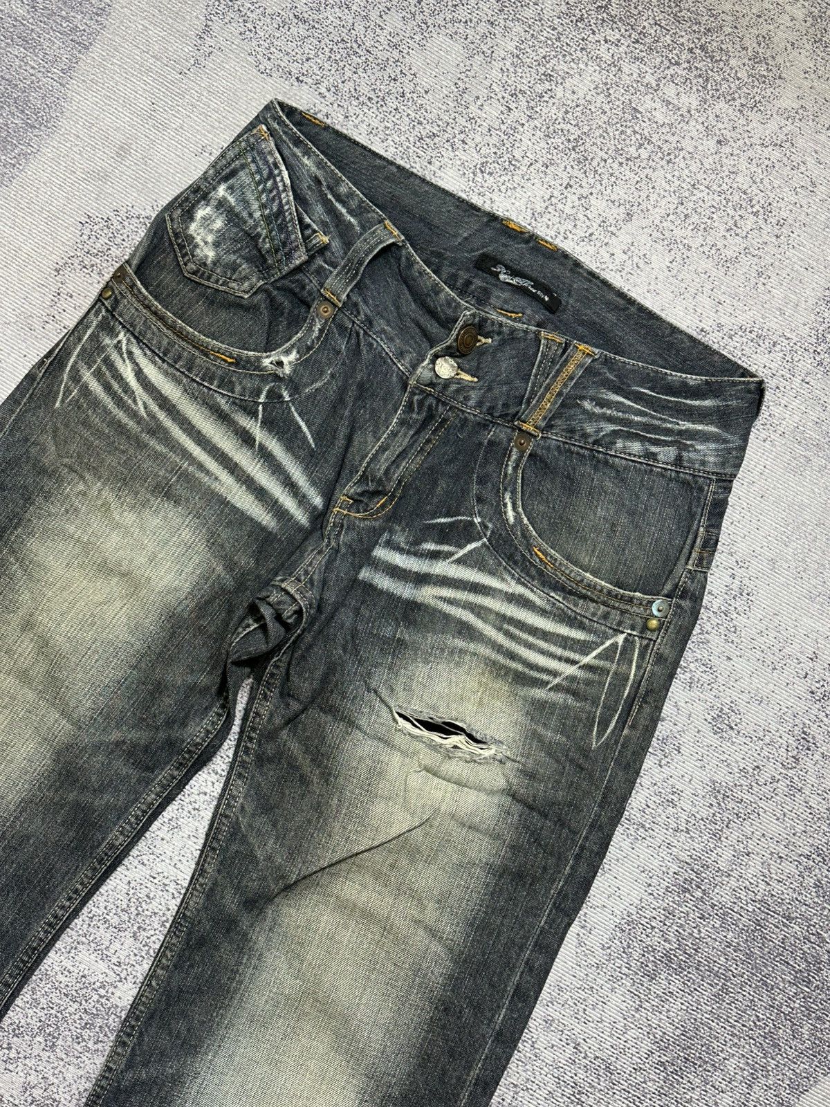 PPFM Japanese Brand Root Three Distressed Jeans Size US 30 / EU 46 - 3 Thumbnail