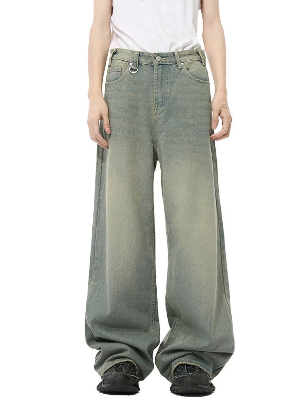 Japanese Brand × Jean Vintage Washed Straight Leg Wide Leg Loose Jeans Size US 33 - 2 Thumbnail