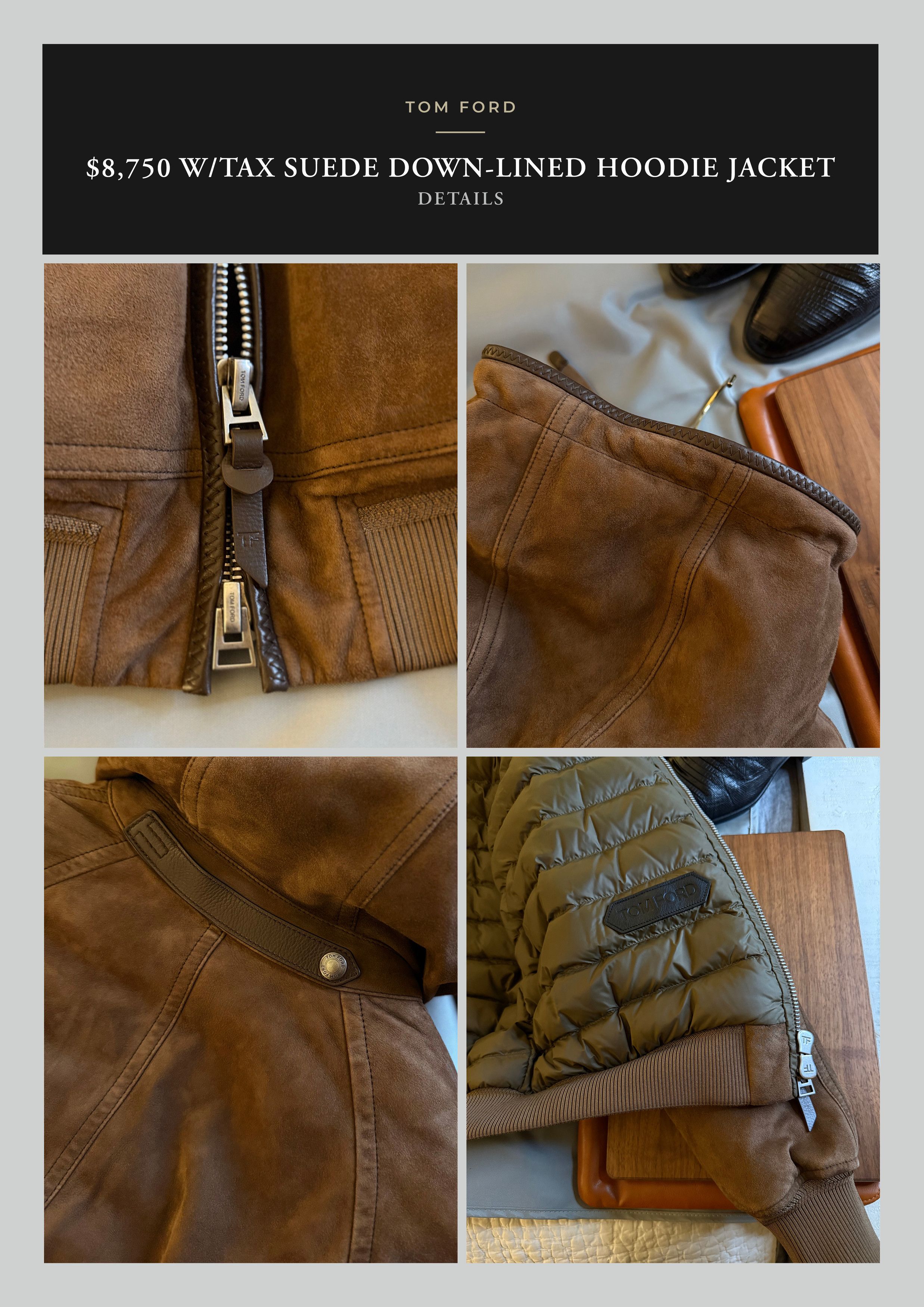 Tom Ford The Ultimate Rare $8,750 w/tax Leather Accent Suede Hoodie Size US M / EU 48-50 / 2 - 23 Thumbnail