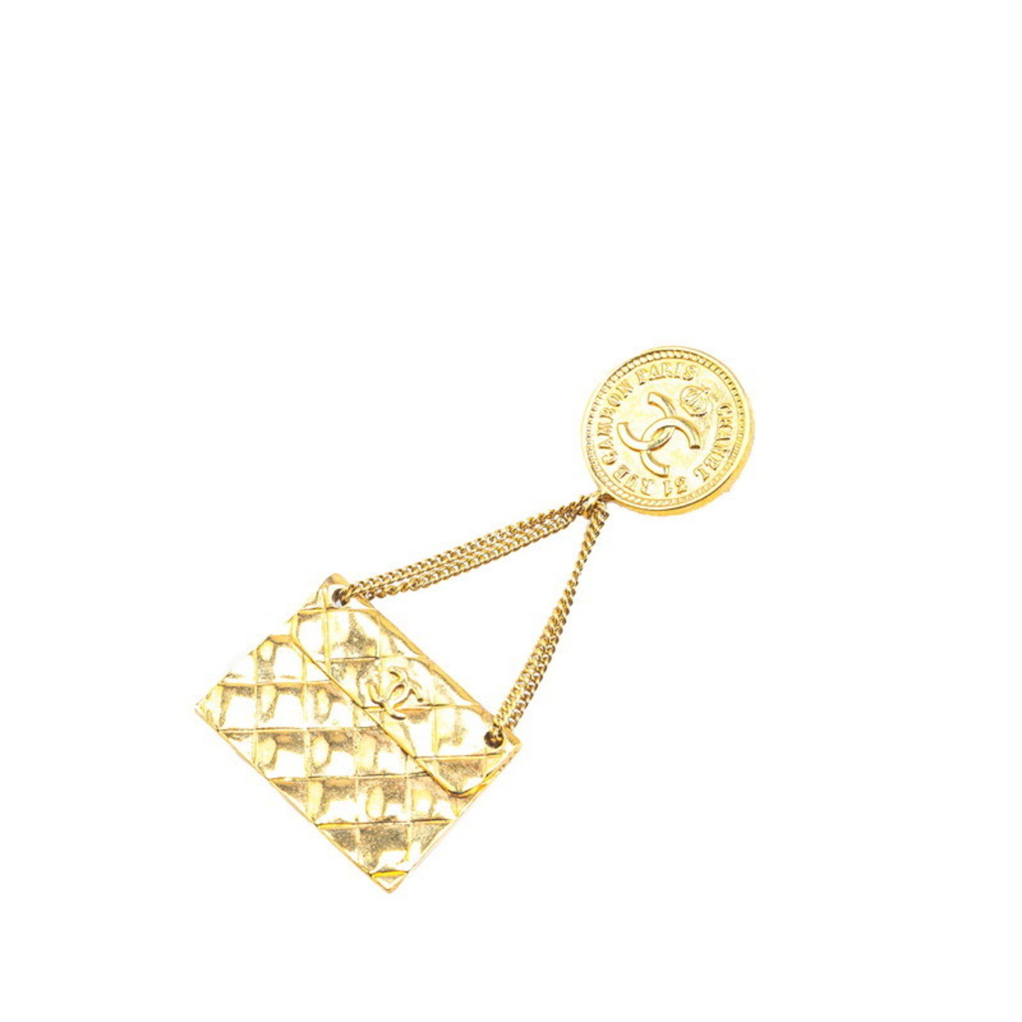 Chanel Vintage Chanel Coco Mark Matelasse Bag Motif Brooch, Gold Plated, Women's, CHANEL Size ONE SIZE - 1 Thumbnail