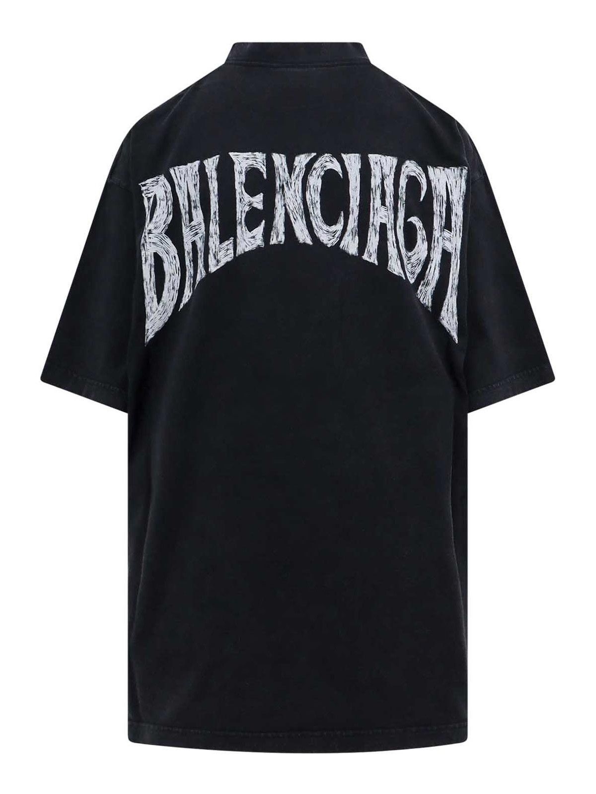 Balenciaga o1w1db11225 Balenciaga Hand-Drawn T-Shirt Medium Fit Black Size US XXS / EU 40 - 2 Thumbnail