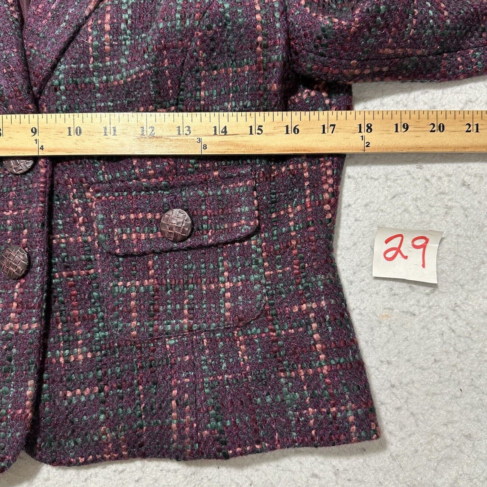 Other Kate Hill 6 Wool Blazer Purple Wooden Button Front Flower Size M / US 6-8 / IT 42-44 - 9 Thumbnail
