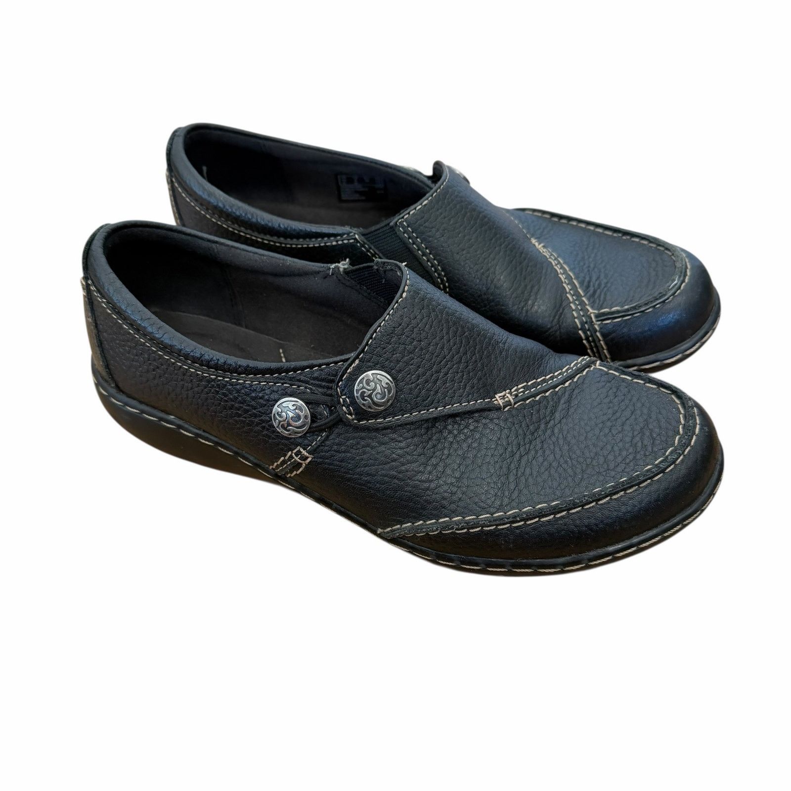 Clarks Clarks Black Leather Ashland Lane Q Slip On Loafers Sz 8 Size US 8 / IT 38 - 1 Thumbnail