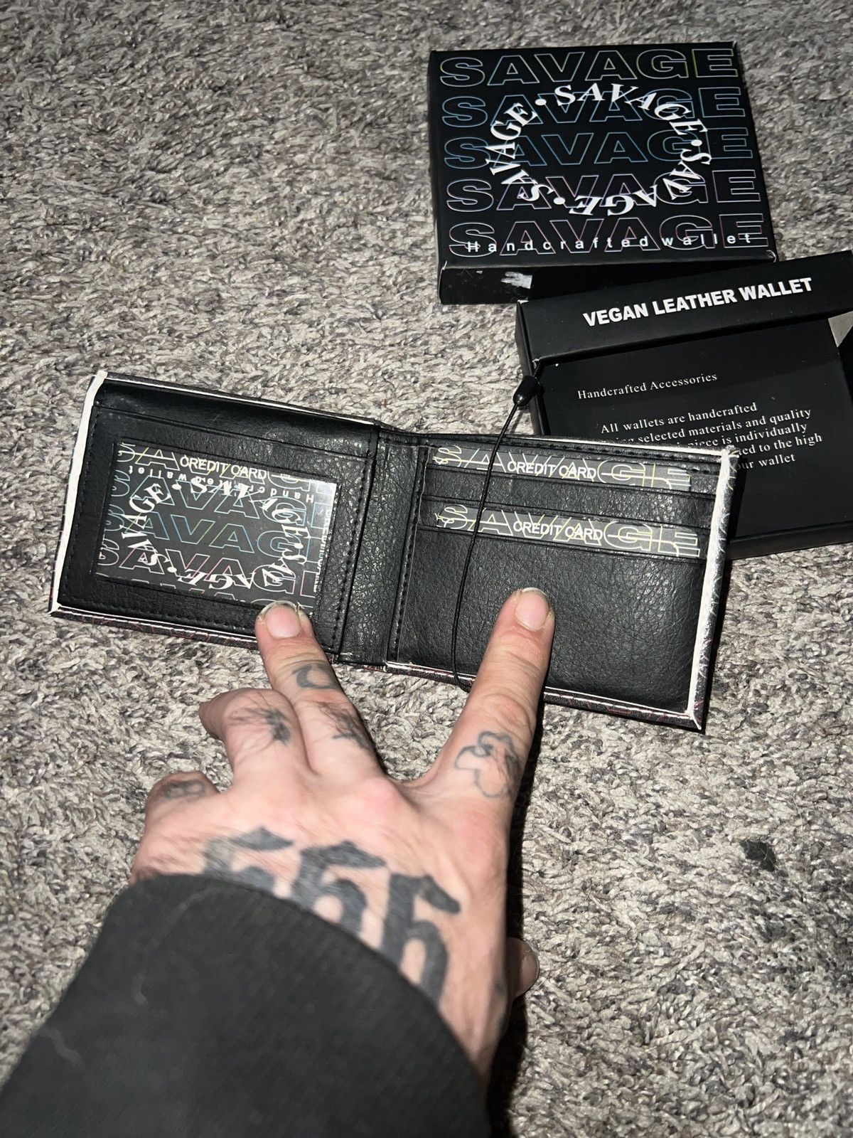 Handmade Savage All Over Vegan Leather Wallet Size ONE SIZE - 3 Thumbnail