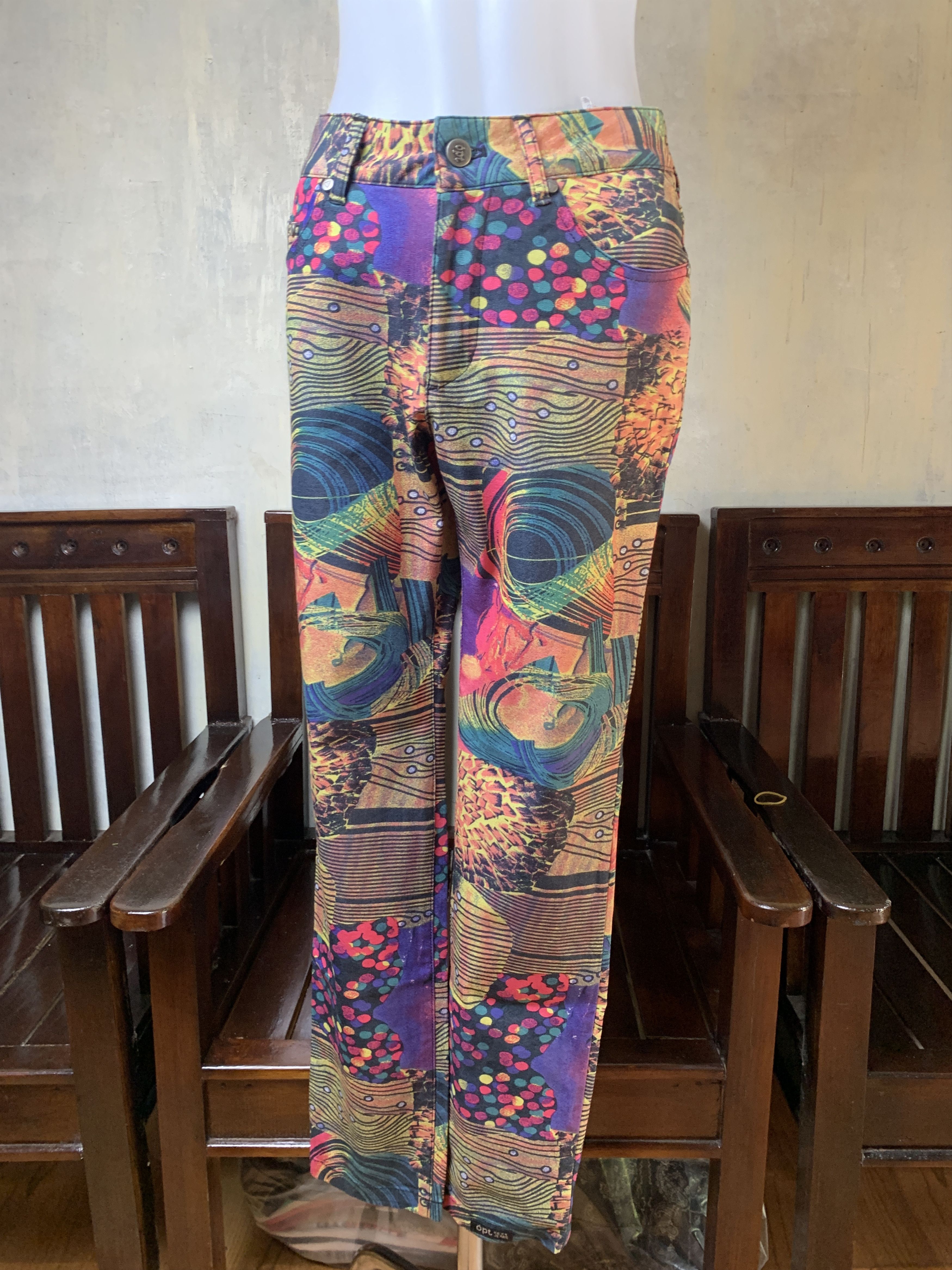 Japanese Brand opt Jeans Multicolor Art Relax Pants (26-27) Size 27" / US 4 / IT 40 - 2 Thumbnail