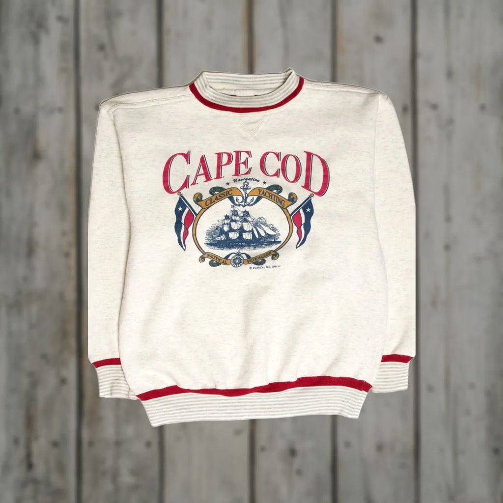 Vintage VINTAGE Cape Cod Yachting Sweatshirt 1994 Large White Size US L / EU 52-54 / 3 - 1 Thumbnail