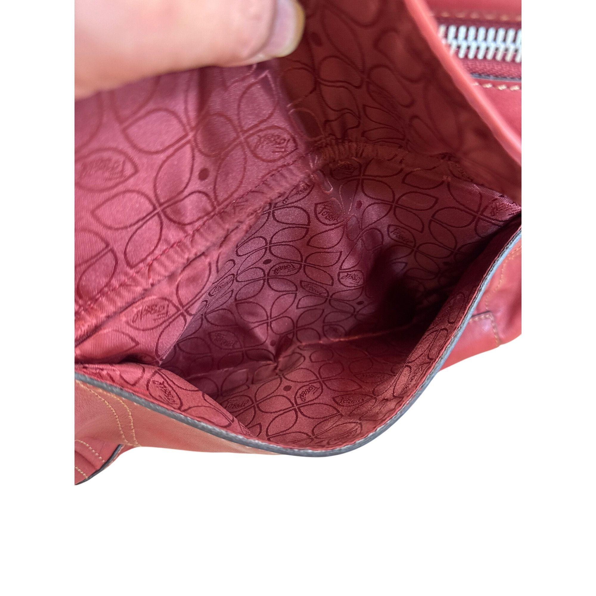 Fossil Fossil Vintage Womans Red Leather Handbag Clutch With Dual H Size ONE SIZE - 11 Thumbnail
