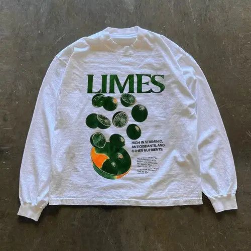 VIBE White street casual retro lemon print long sleeve t-shirt Size US M / EU 48-50 / 2 - 1 Thumbnail