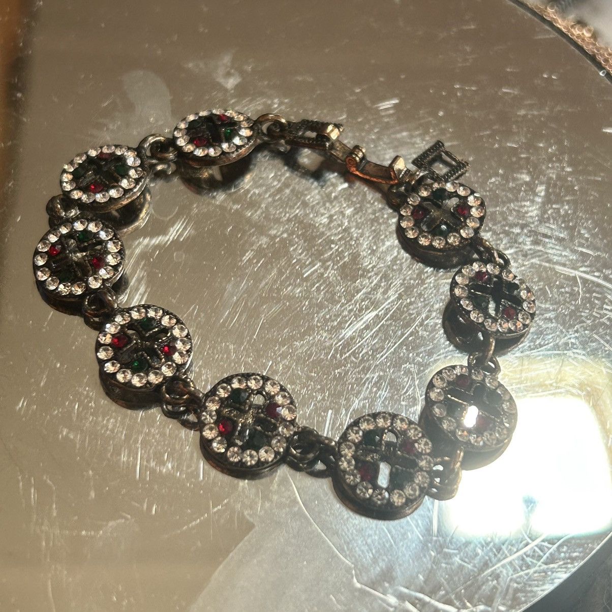 Vintage Vintage emerald ruby and clear rhinestone bracelet Size ONE SIZE - 7 Thumbnail