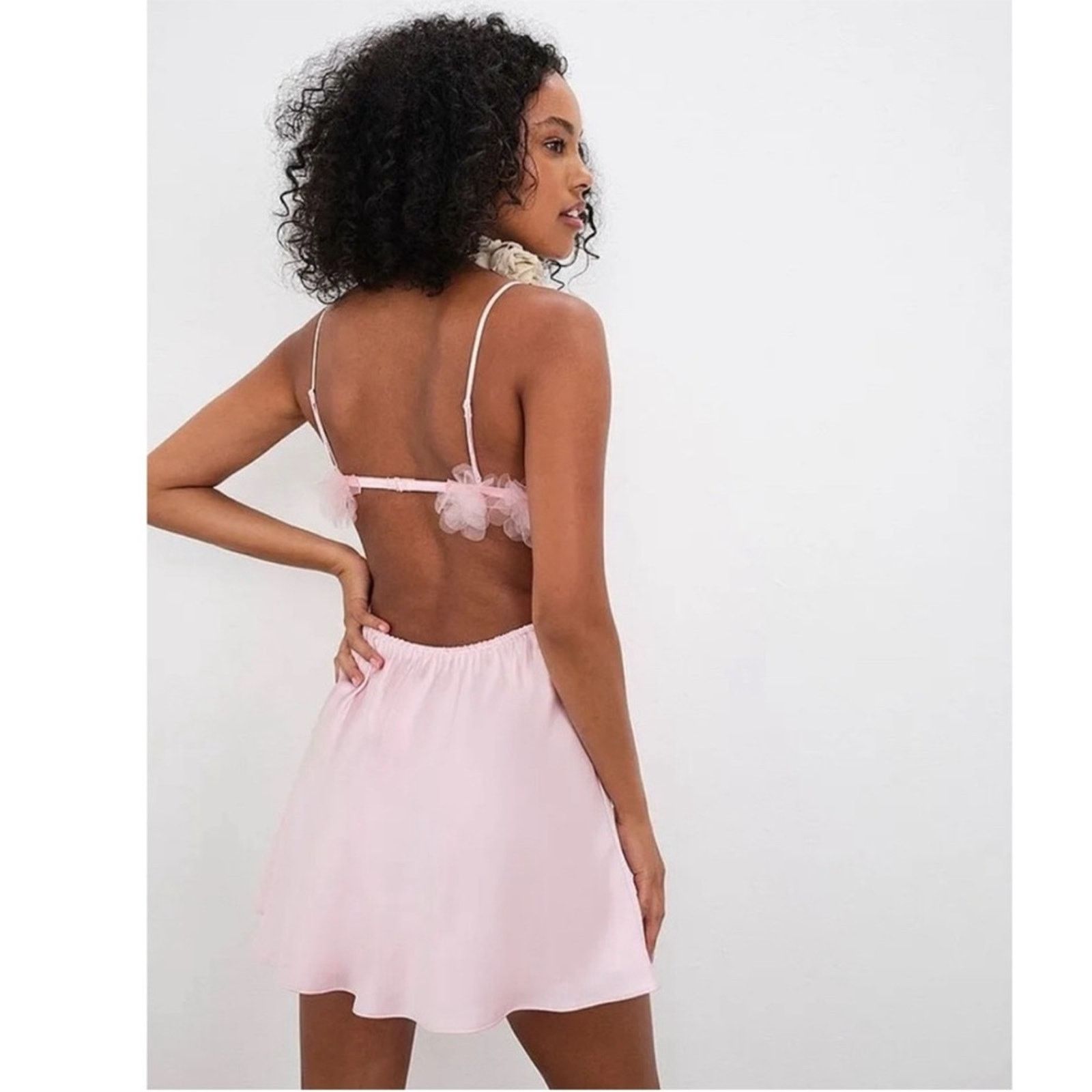 REVOLVE For Love & Lemons Floral Trim Pink Cutout Slip Dress XL Size XL / US 12-14 / IT 48-50 - 5 Thumbnail