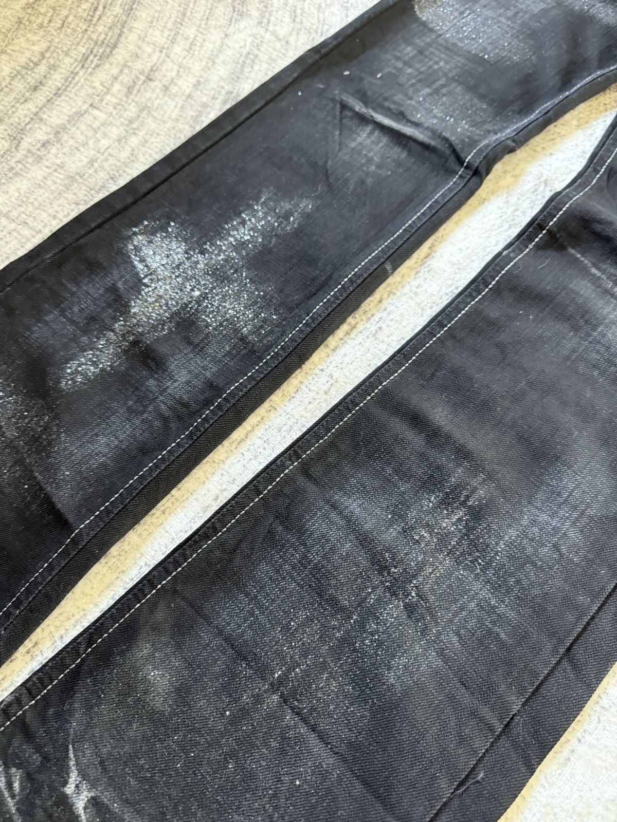 If Six Was Nine Lagust Japan Black Goth Cross Glitter Wax Coated Jeans Size US 28 / EU 44 - 4 Thumbnail
