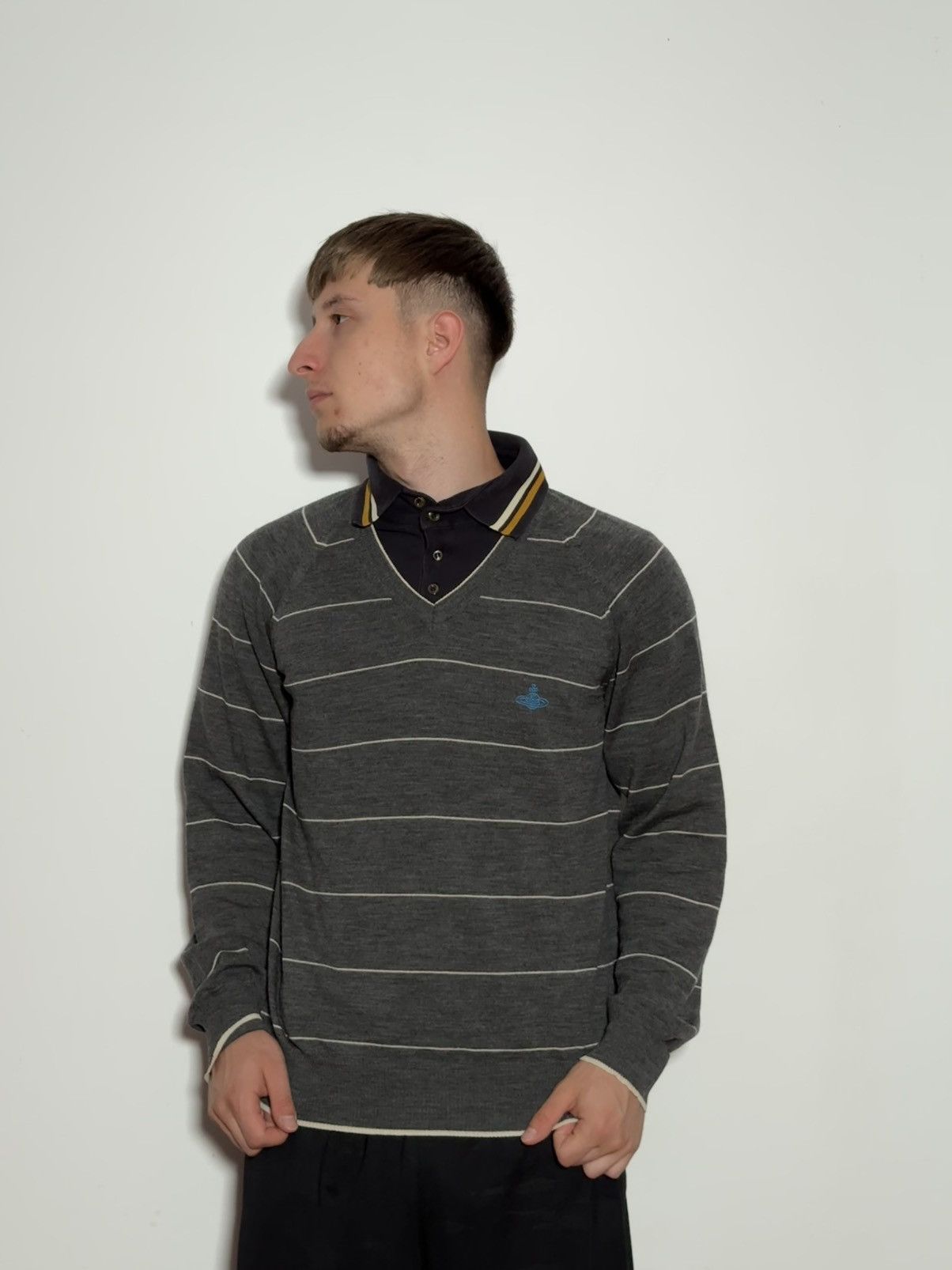 Japanese Brand Striped Orb Wool Knit Sweater Size US L / EU 52-54 / 3 - 1 Thumbnail
