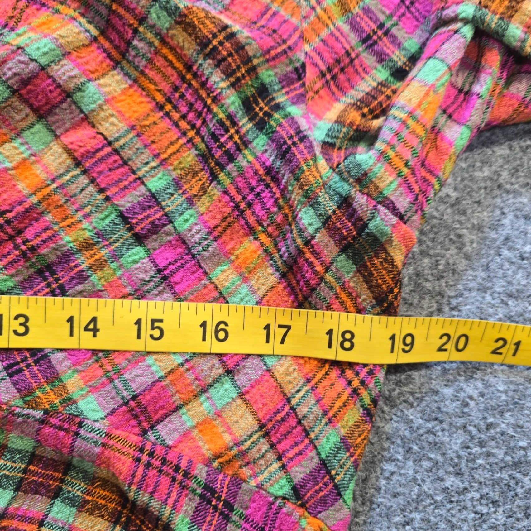 Vintage Pilcro Top Womens L Pink Plaid Gauze Texture Ruched Button Casual Shirt Size L / US 10 / IT 46 - 4 Thumbnail