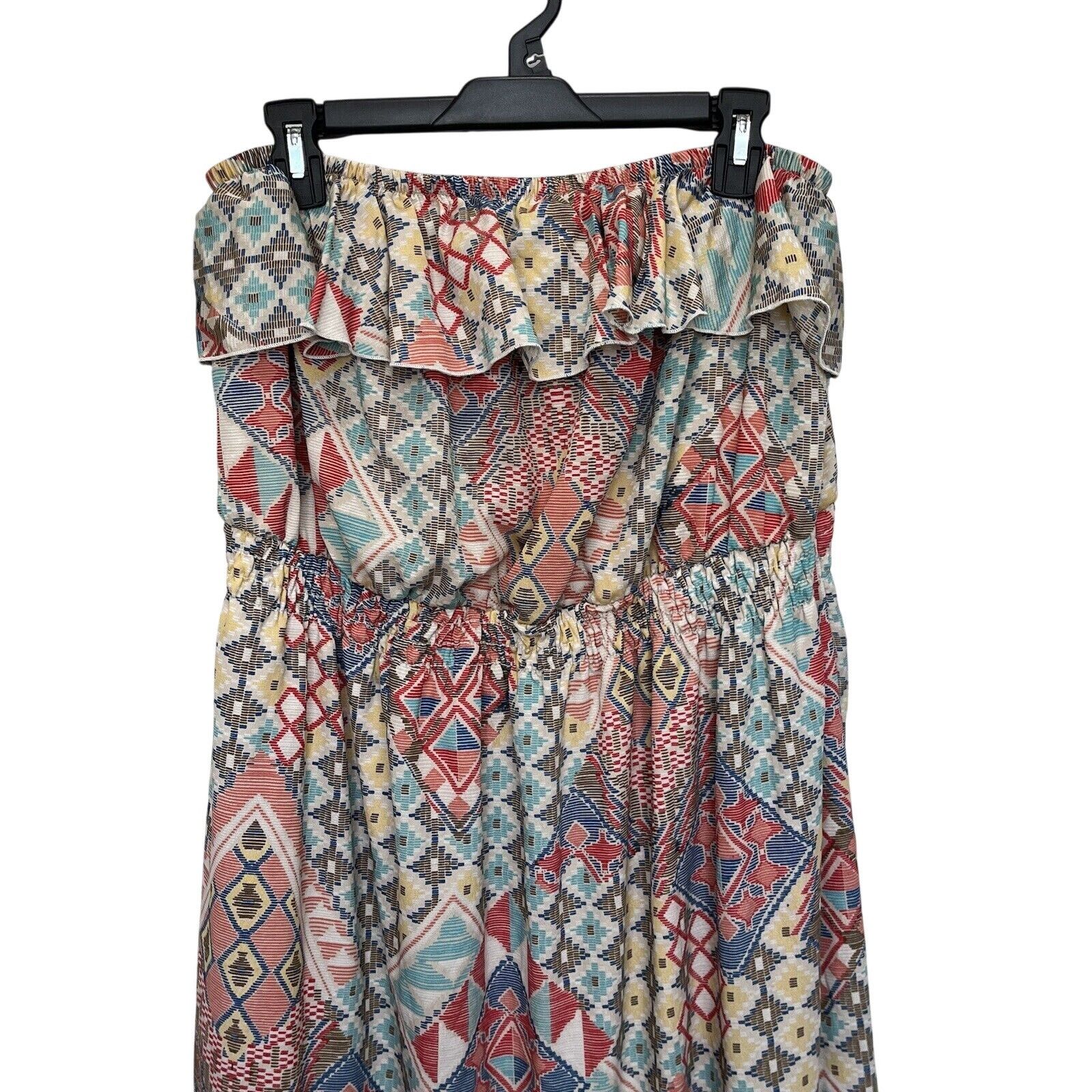 Vintage Torrid | Strapless Tiered Boho Maxi Dress Size 2 Aztec Size XXL / US 16-18 / IT 52-54 - 3 Thumbnail