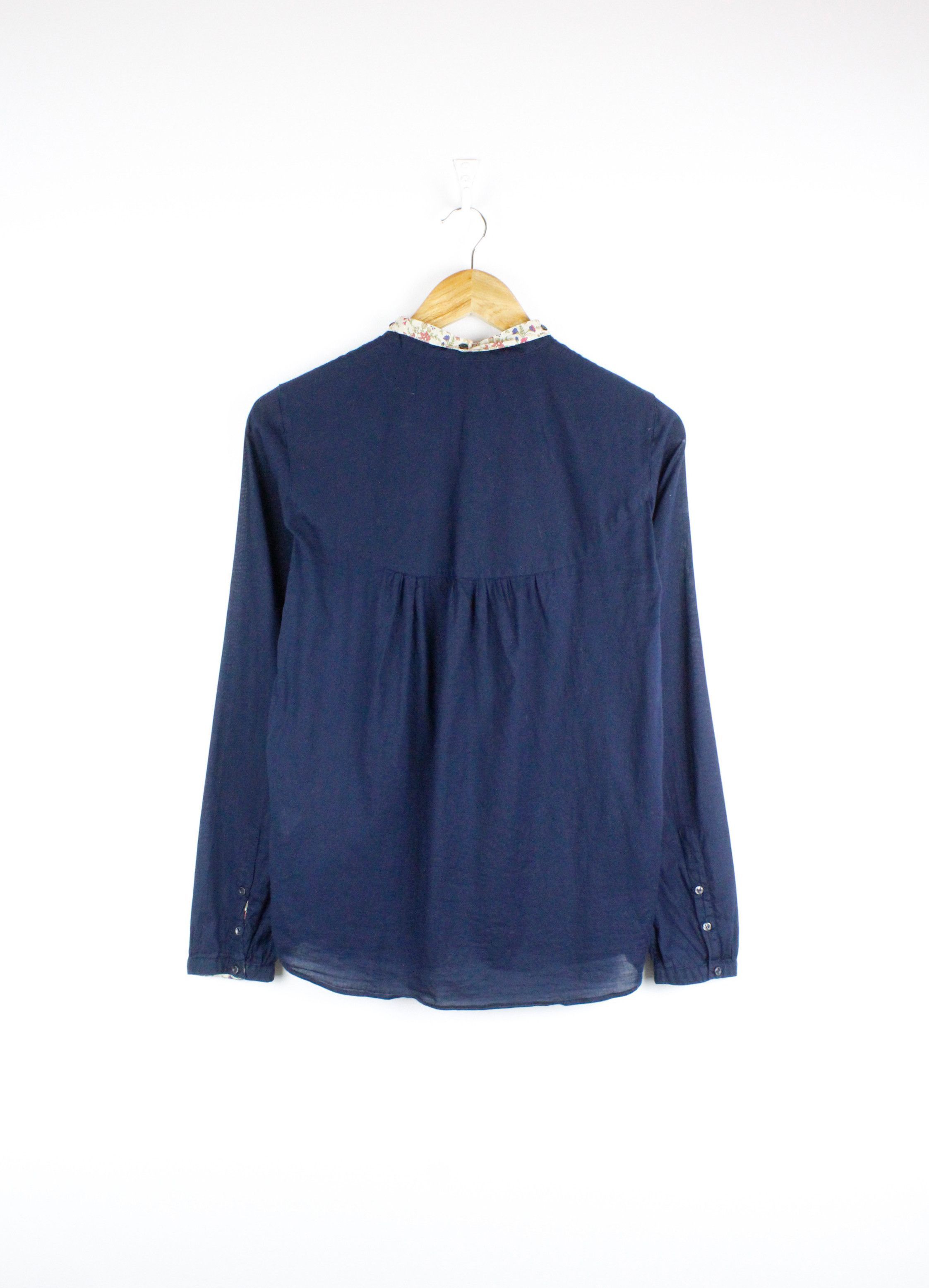 Herno Womens Herno Navy Band Floral Collar Lightweight Shirt Size M / US 6-8 / IT 42-44 - 4 Thumbnail