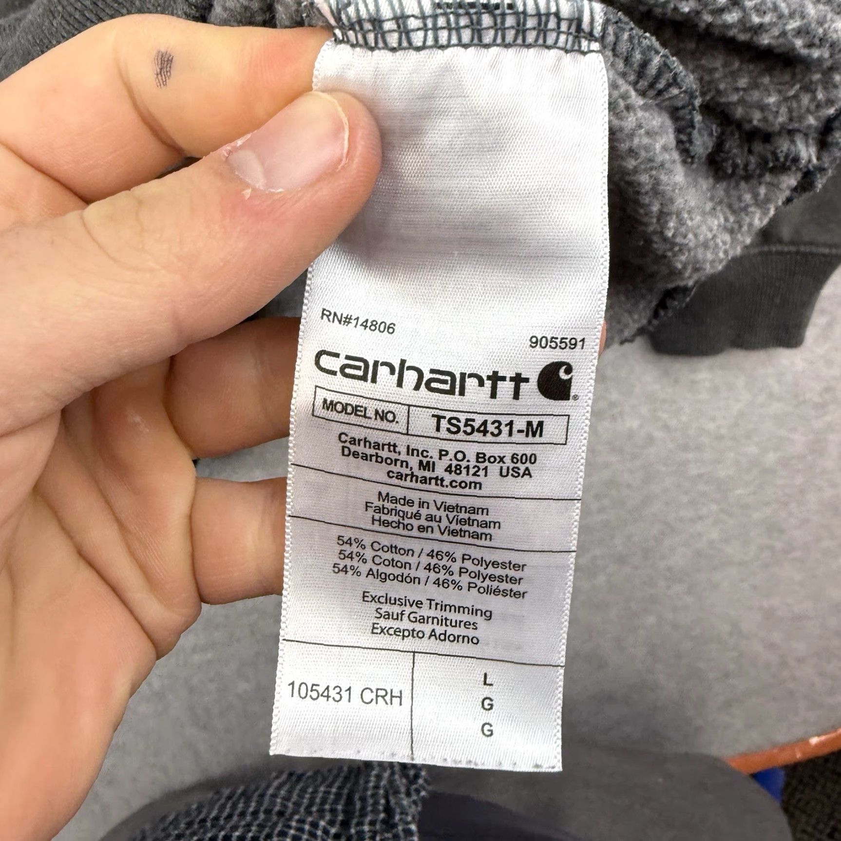 Carhartt Carhartt Hoodie Mens Large Gray Regular Pullover Hooded Logo Workwear Distressed 90s Grunge Rain Defender Big Logo C Size US L / EU 52-54 / 3 - 7 Thumbnail