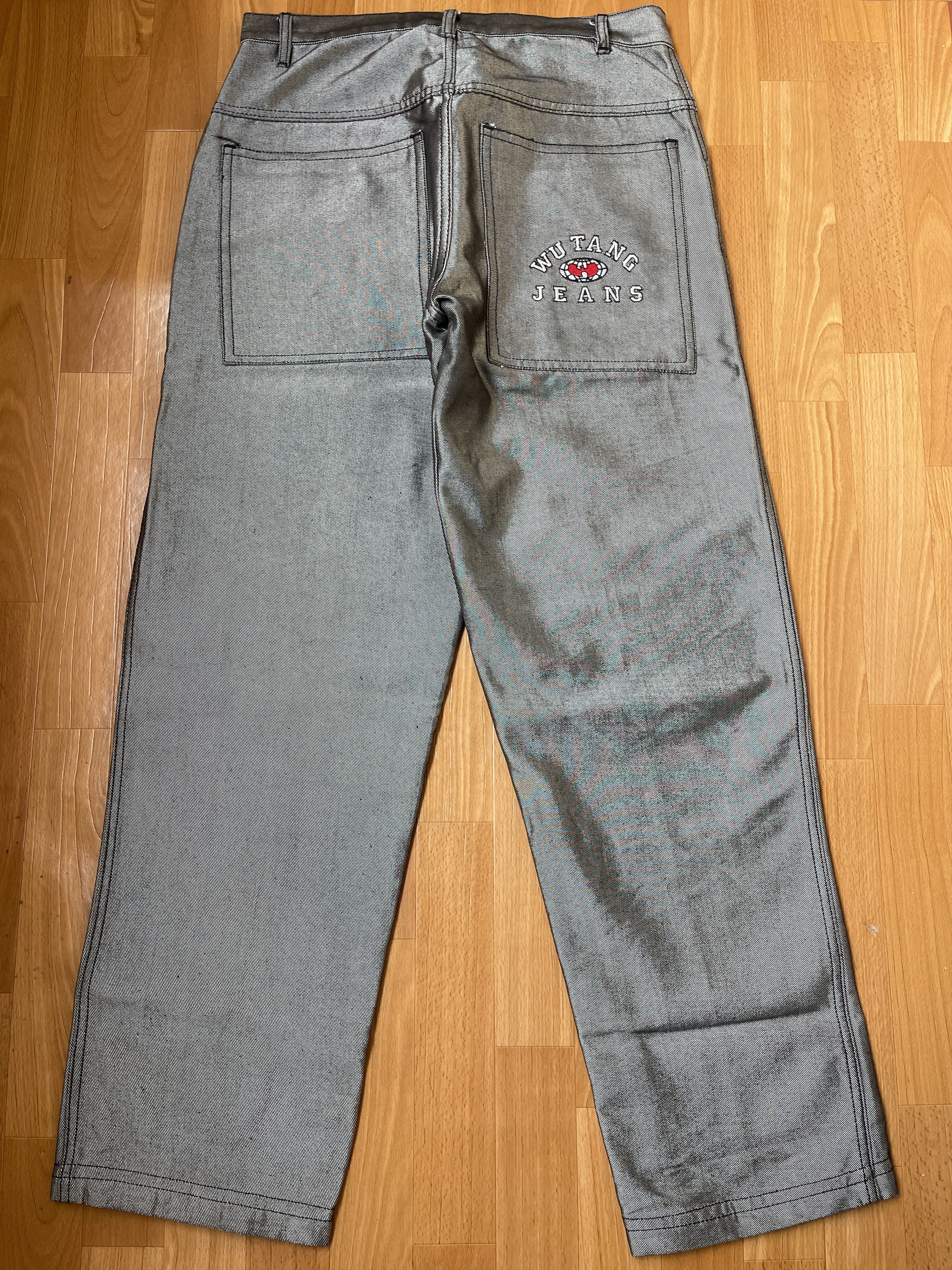 Wu-Tang Clan Wu Wear jeans, shiny gray silver Wu-Tang Clan, 90s baggy 34 Size US 34 / EU 50 - 3 Thumbnail