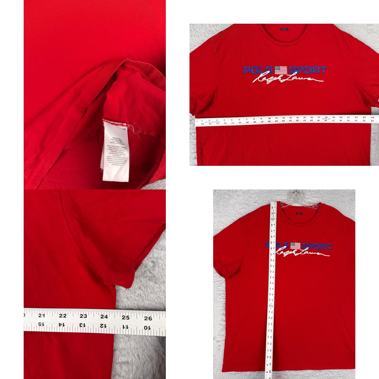 Vintage Polo Sport Ralph Lauren Shirt Adult XL Red Cotton Jersey Crew Neck USA Flag Embroidered Logo Size US XL / EU 56 / 4 - 8 Thumbnail