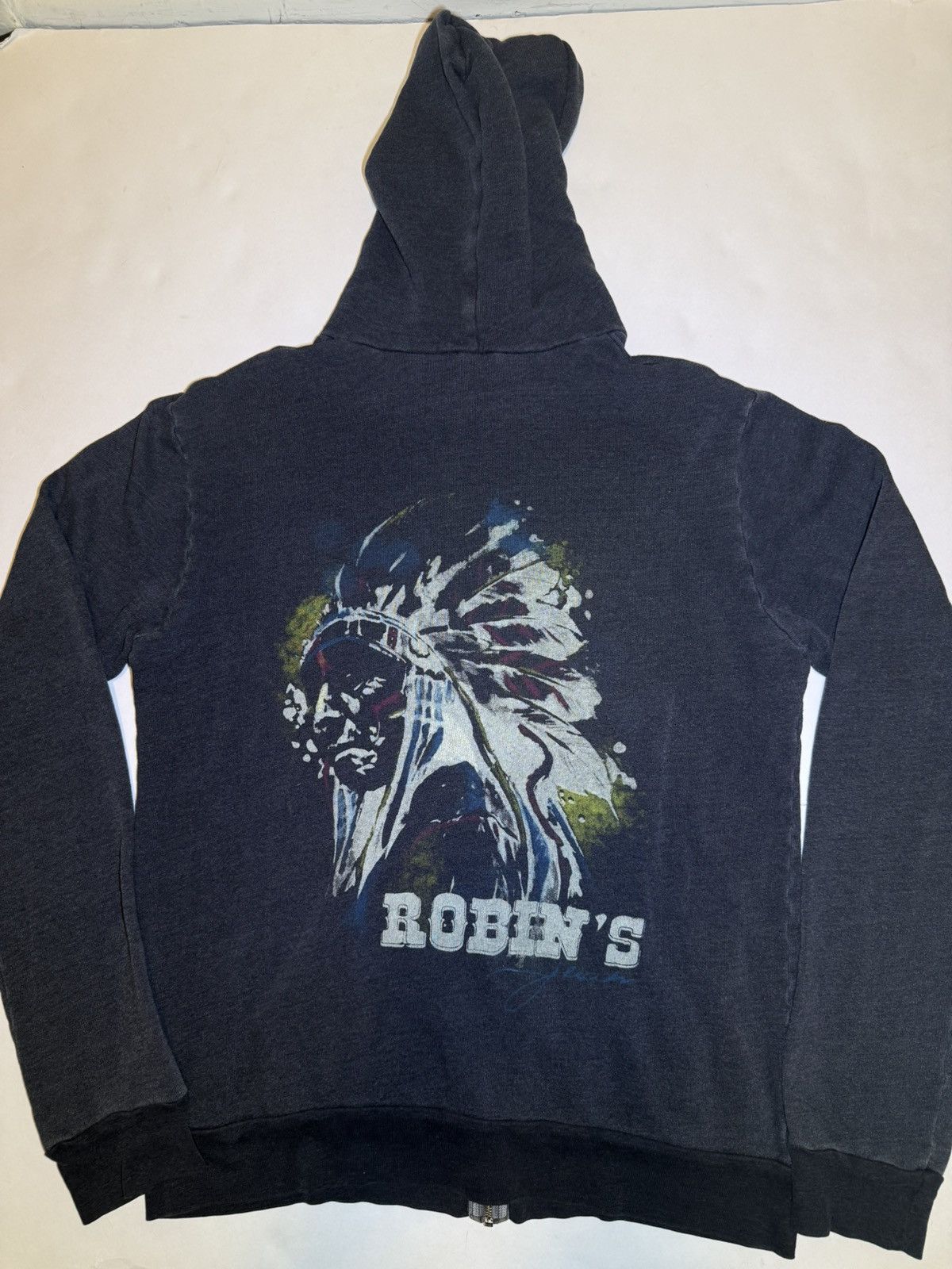 Robins Jeans Men's Robins Jean Zip Up Hoodie XL Navy Sweatshirt Full Zip Size US XL / EU 56 / 4 - 1 Thumbnail