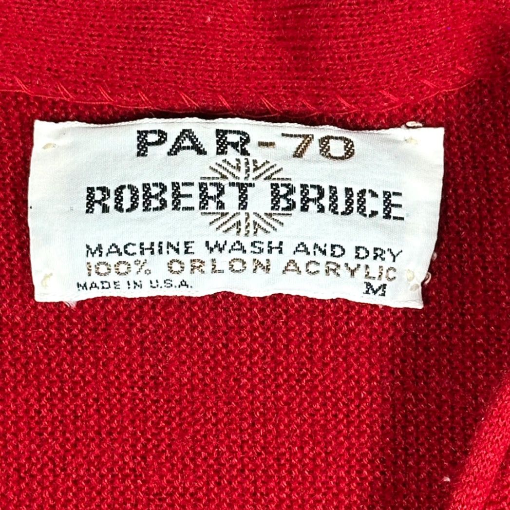 Vintage VINTAGE Robert Bruce Sweater Cardigan Mens Red Adult MEDIUM Knit Orlon 70s Golf Par-70 USA Long Sleeve Size US M / EU 48-50 / 2 - 4 Thumbnail