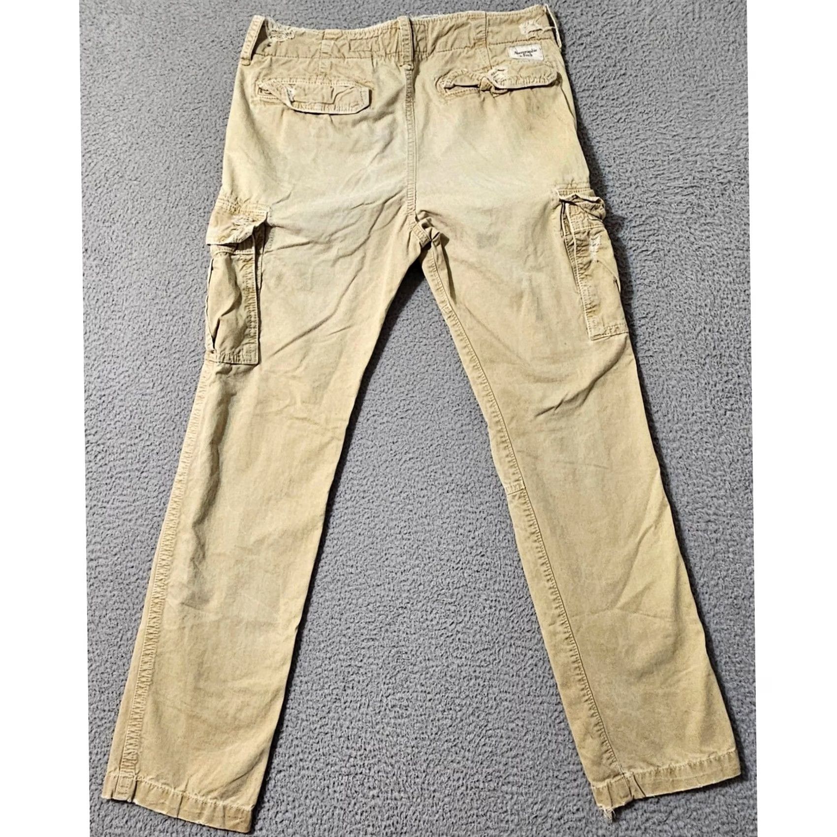 Abercrombie & Fitch Abercrombie & Fitch Cargo Pants Men's Size 32 x 34 Khaki Tan Distressed Cotton Size US 32 / EU 48 - 2 Thumbnail