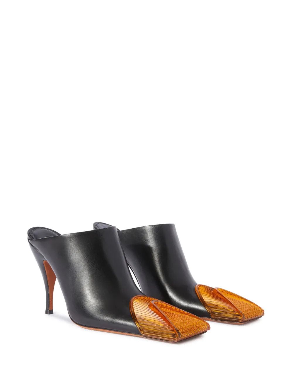 Off-White o1y1225 Leather Mules in Black/Orange Size US 9 / IT 39 - 3 Thumbnail