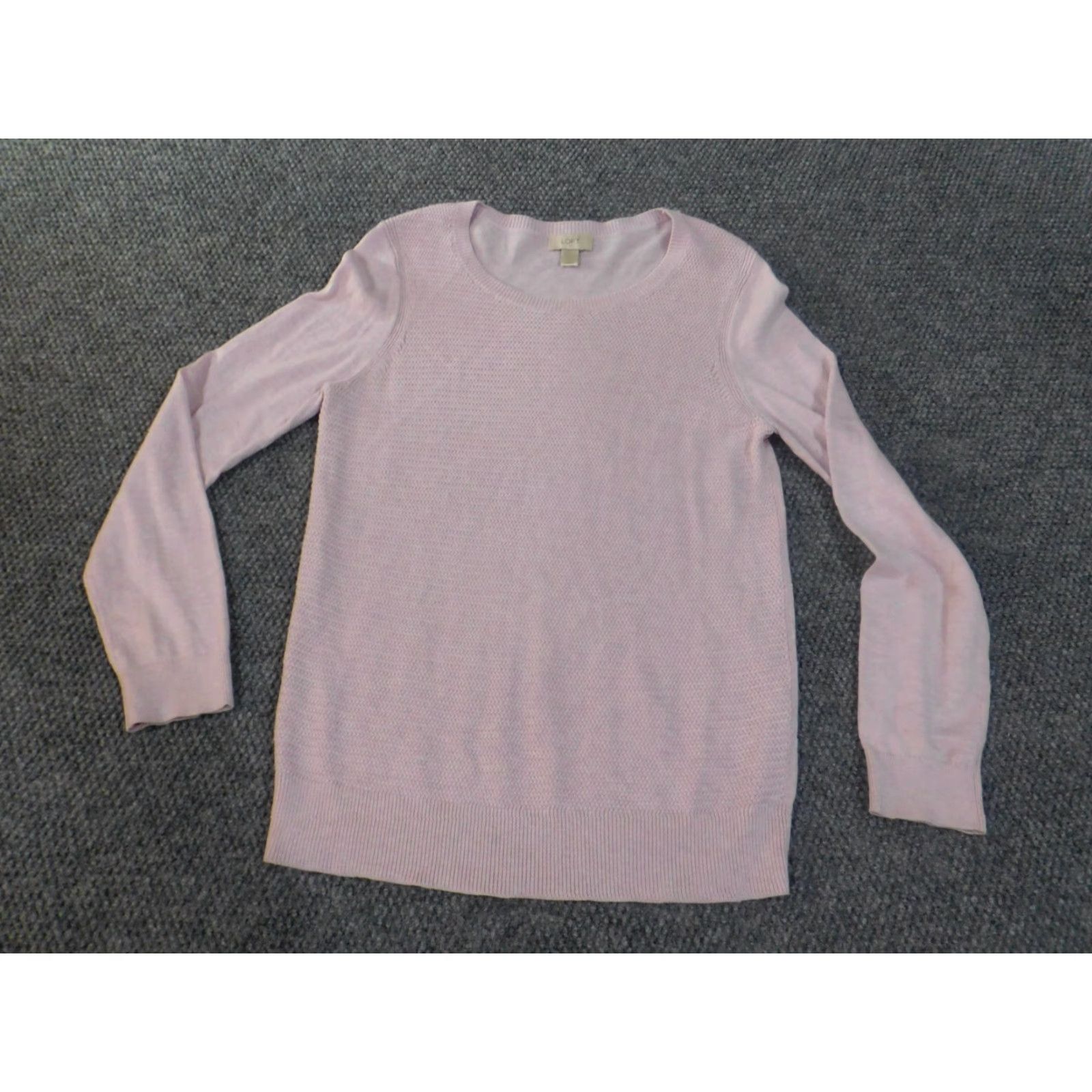 Loft LOFT Purple Knit Pullover Womens Cotton Rayon Loft Sweater Large Casual Crew Neck Long Sleeve Rib Knit Solid Size L / US 10 / IT 46 - 2 Thumbnail