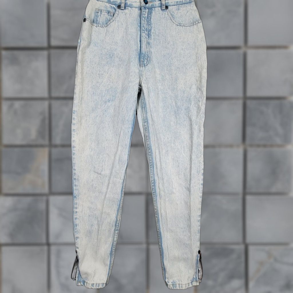 Vintage VINTAGE L.A. Gear Jeans Women's High Waist Acid Washed Tapered Zip Ankle 11/28 80s Blue Mens? Size 32" / US 10 / IT 46 - 1 Thumbnail
