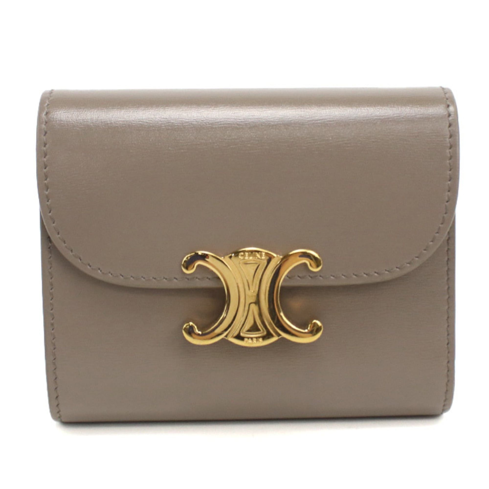 Celine Celine Tri-fold Wallet 10D783DPV.10BL Small Flap Triomphe Women's Beige Size ONE SIZE - 1 Thumbnail