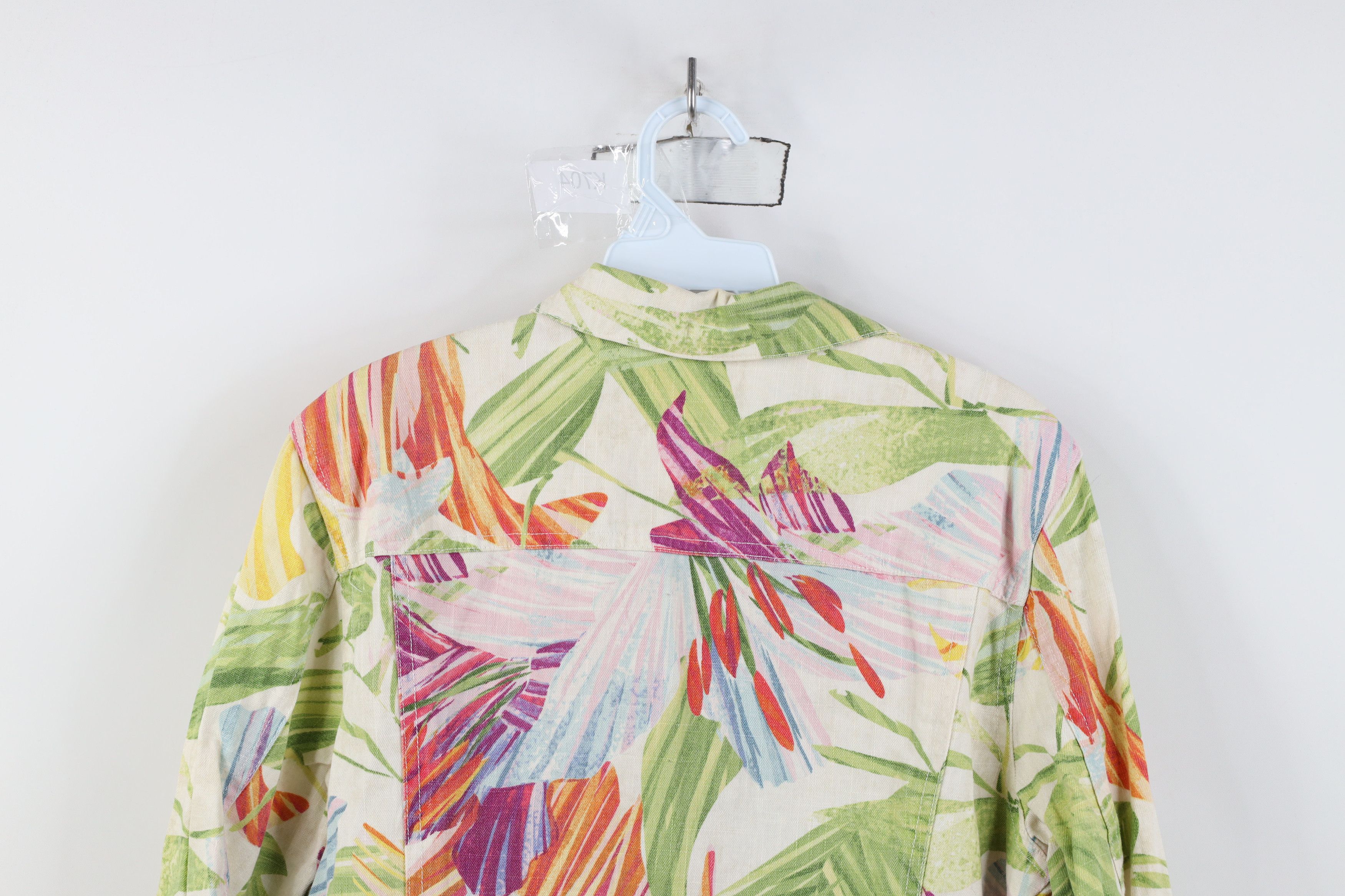 Chicos Vintage Chicos All Over Print Flower Linen Trucker Jacket Size XS / US 0-2 / IT 36-38 - 11 Thumbnail
