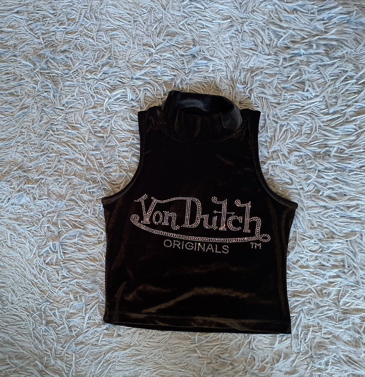 💎 Von Dutch Christian Audigier Y2K rhinestones logo tank top