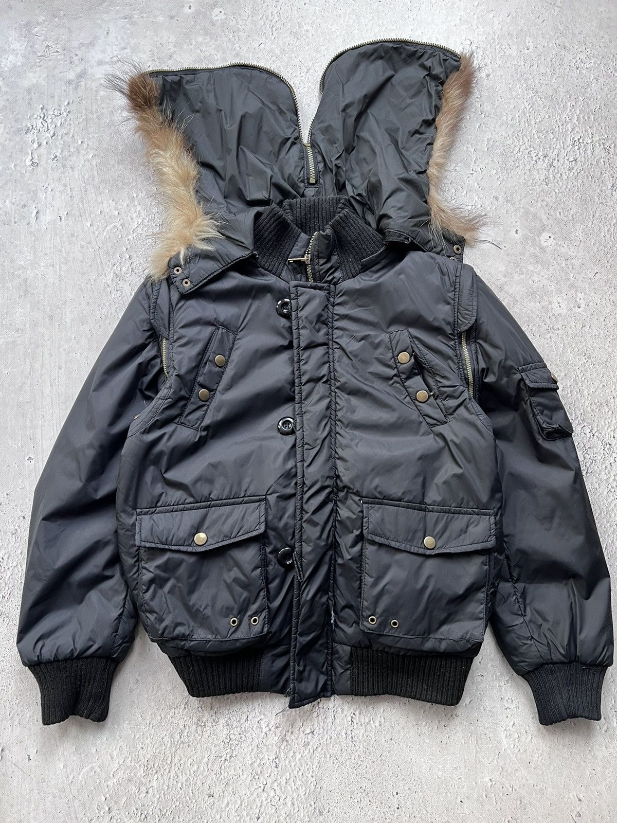 2000s Japanese Punk Grunge Fur HODED Jacket opium style