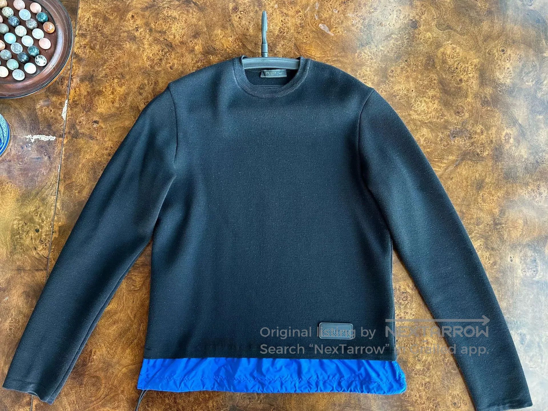 Prada Prada Black Wool Knit Sweater with Blue Hem. Size US S / EU 44-46 / 1 - 4 Thumbnail