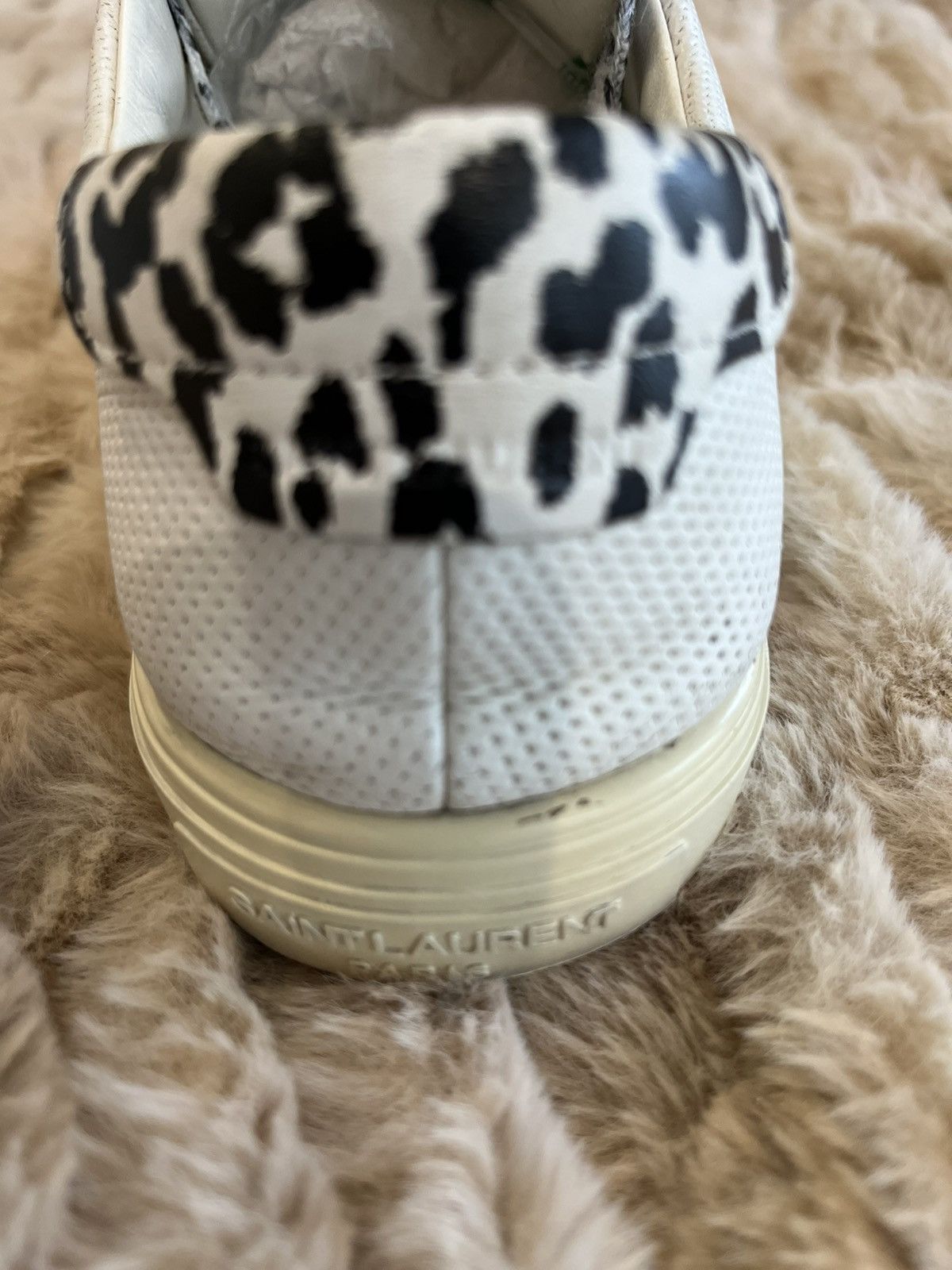 Saint Laurent Paris Saint Laurent Paris White Leather with Leopard Details Size US 10 / IT 40 - 6 Thumbnail