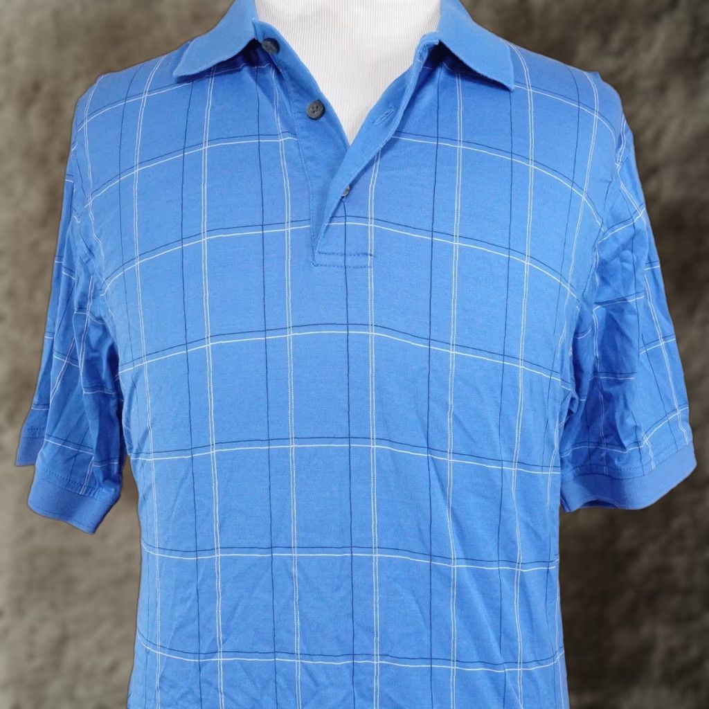 Jos. A. Bank JOS. A. BANK Leadbetter Golf Polo Shirt Men’s Large Blue Windowpane 100% Cotton Short Sleeve Size US L / EU 52-54 / 3 - 1 Thumbnail