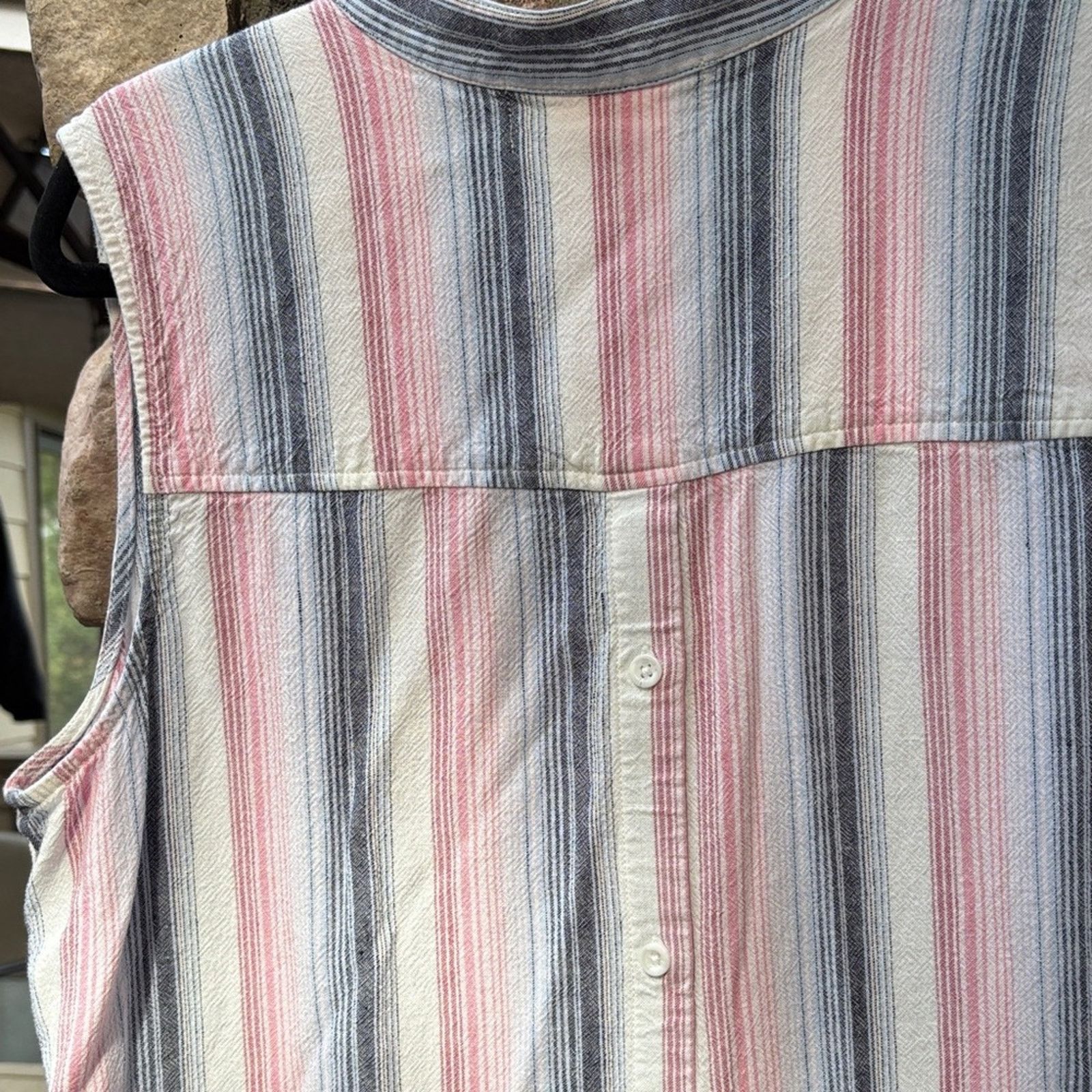 Anthropologie Anthropologie L Cloth & Stone Blue Pink Striped Mini Dress Size L / US 10 / IT 46 - 13 Thumbnail