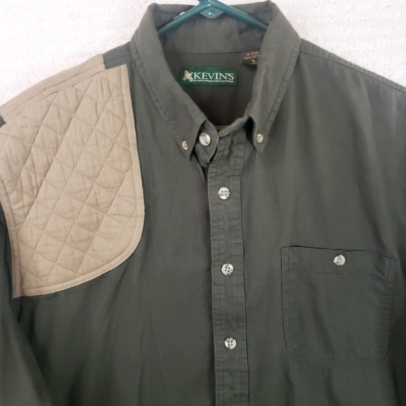 Vintage Kevin's Plantation Shooting Shirt Men’s L Green Button-Up Long Sleeve Patch" Size US L / EU 52-54 / 3 - 3 Thumbnail