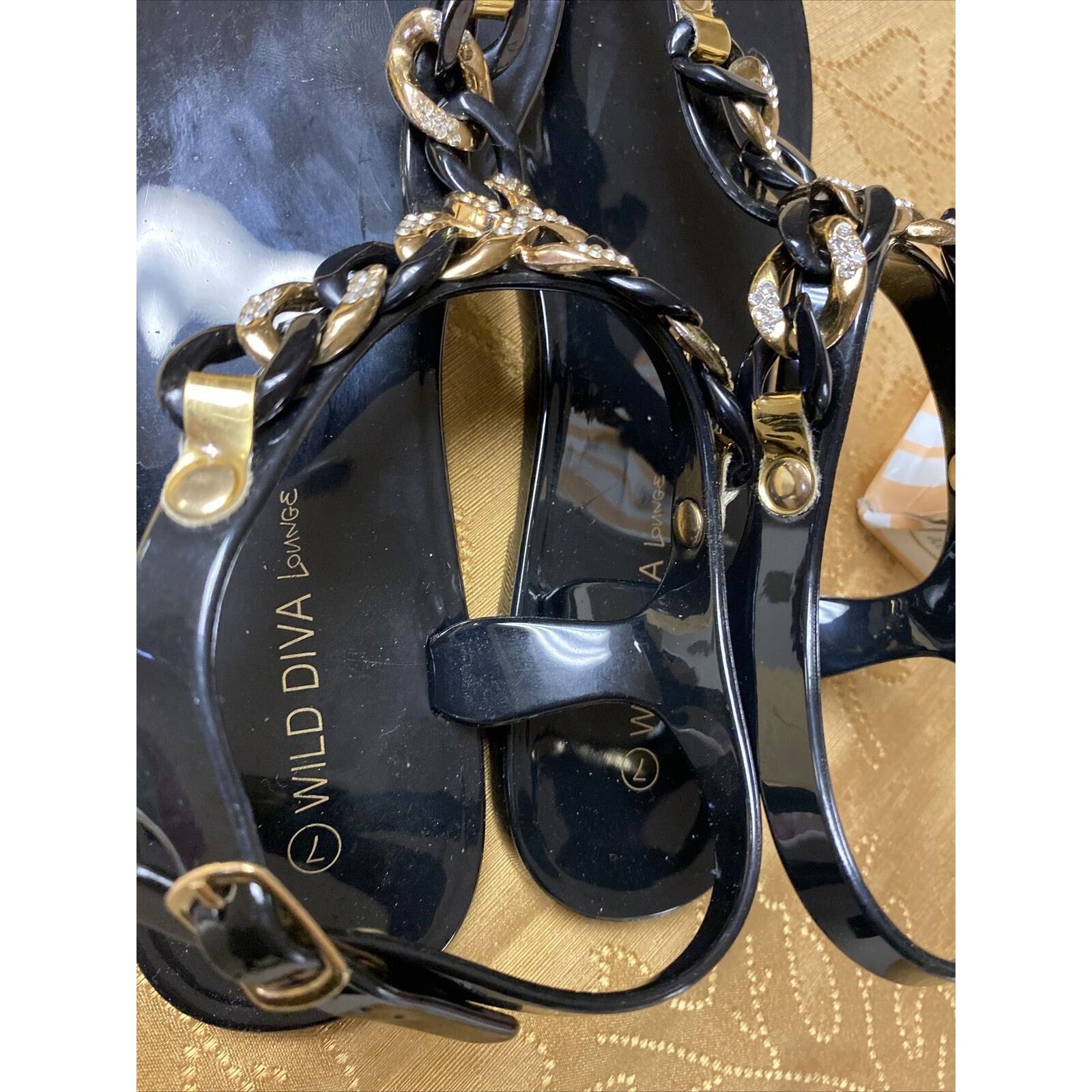 Other WILD DIVA LOUNGE Plastic Gel Rhinestone Sandals WMN 7Black Size US 7 / IT 37 - 7 Thumbnail