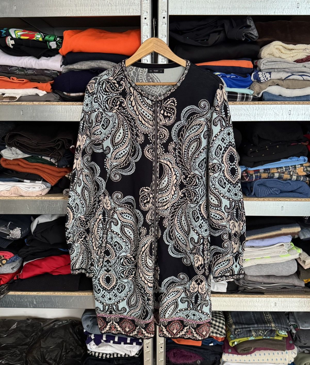 Dale Of Norway × Designer × Moods of Norway Ivko 46size all printed flowers 🌹 Cardigan long sweater zip Size 3XL / US 20-22 - 16 Thumbnail