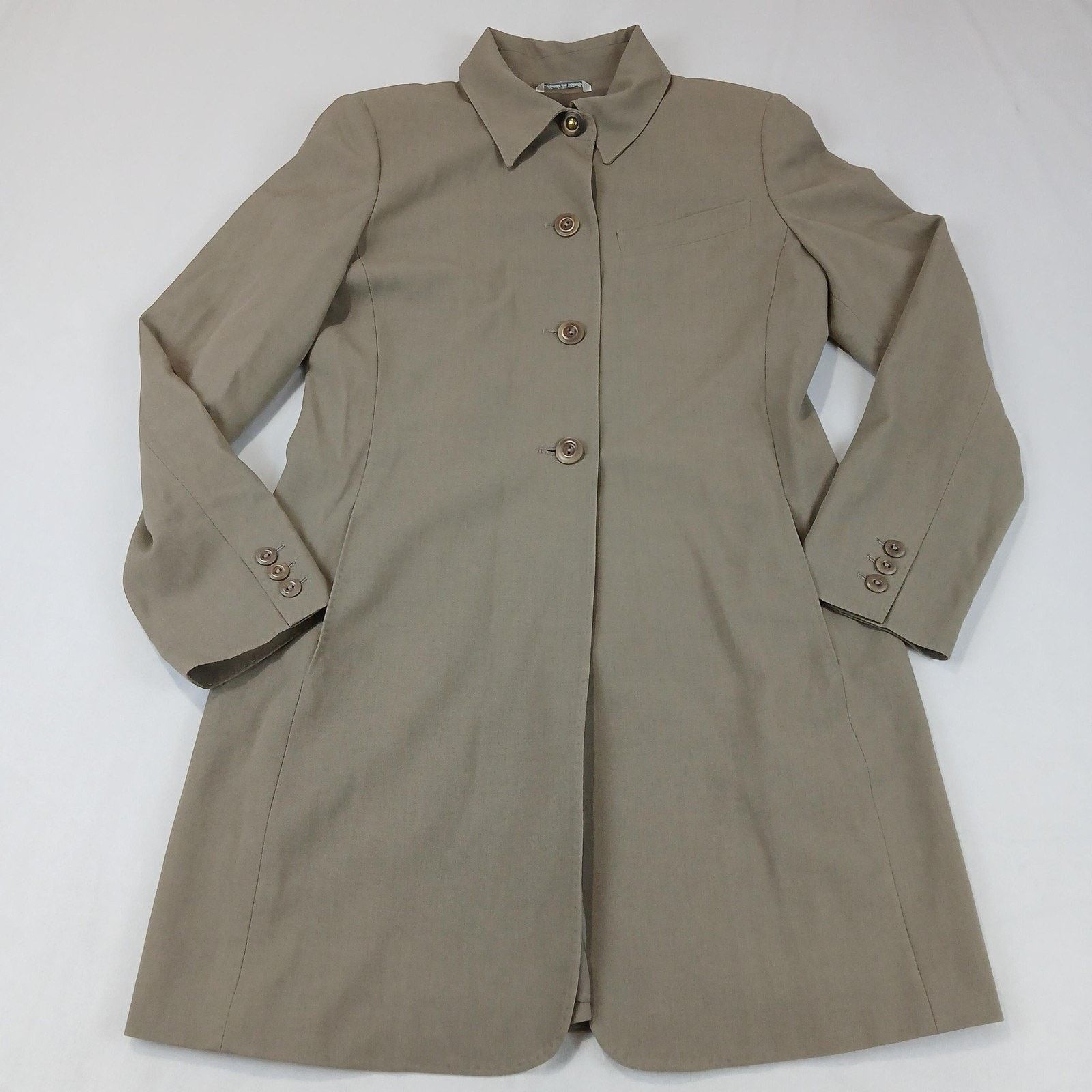 Max Mara MaxMara Coat Womens Small Taupe Beige Wool Blend Long Jacket Size S / US 4 / IT 40 - 14 Thumbnail