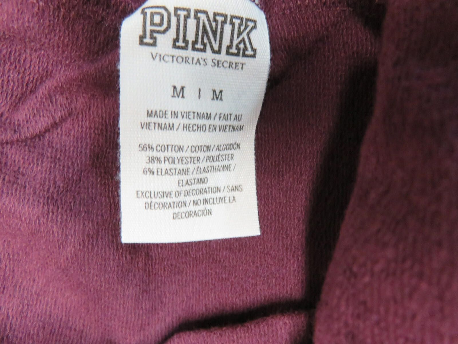 Designer Victoria's Secret PINK Women's Sweatpants Burgundy NEW Size 32" / US 10 / IT 46 - 3 Thumbnail