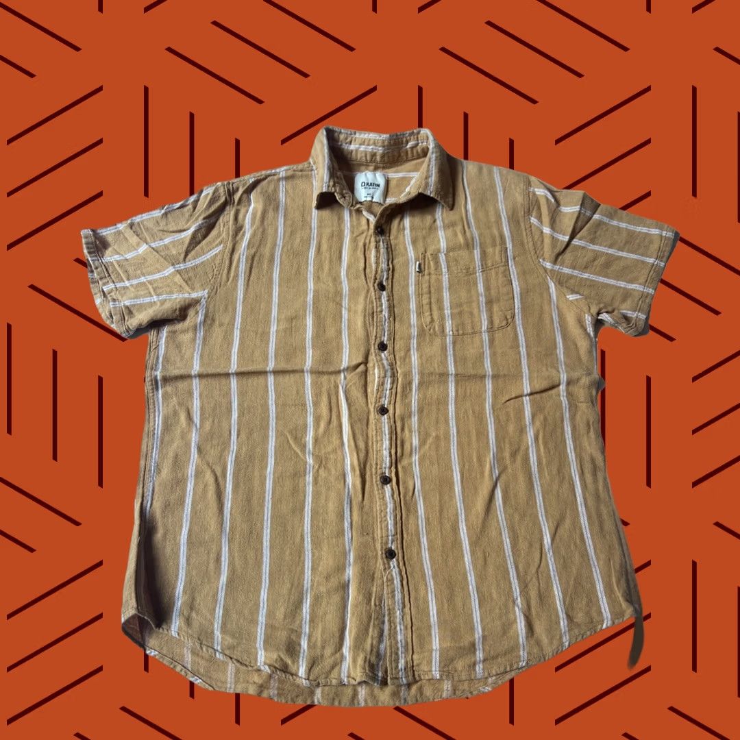 Katin VINTAGE Katin Shirt Mens L Gold Kanvas Surf Hawaiian Aloha Button Adult Striped Size US L / EU 52-54 / 3 - 1 Thumbnail