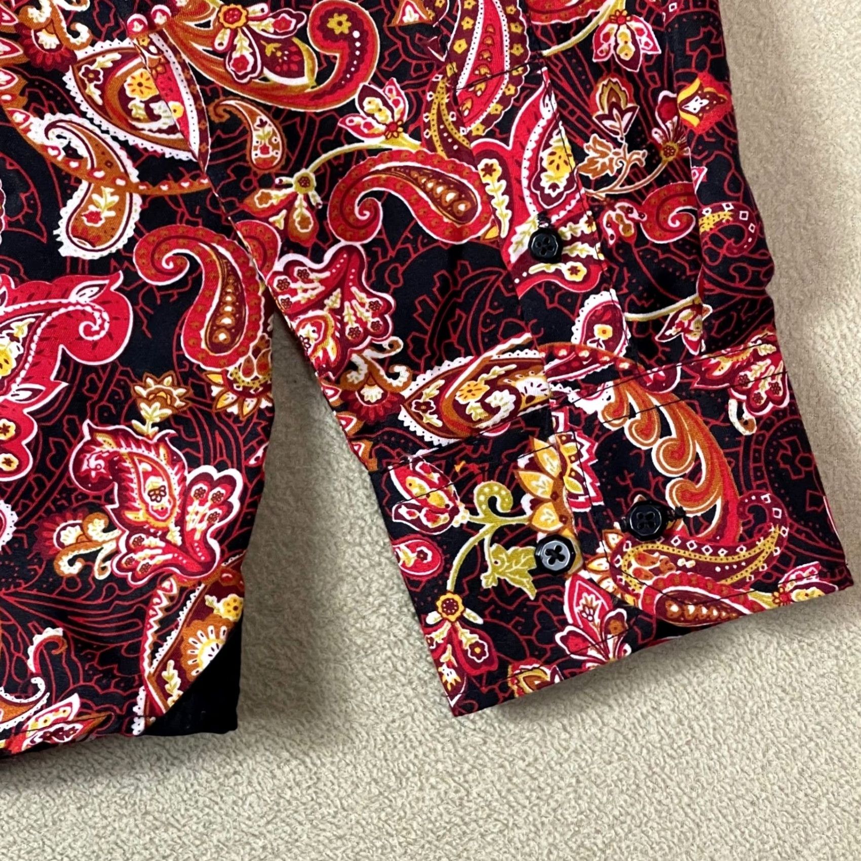 Vintage SILVER STONE Shirt Men L Paisley Button-Down Long Sleeve Modern Fit Button-Up Red Size US L / EU 52-54 / 3 - 4 Thumbnail