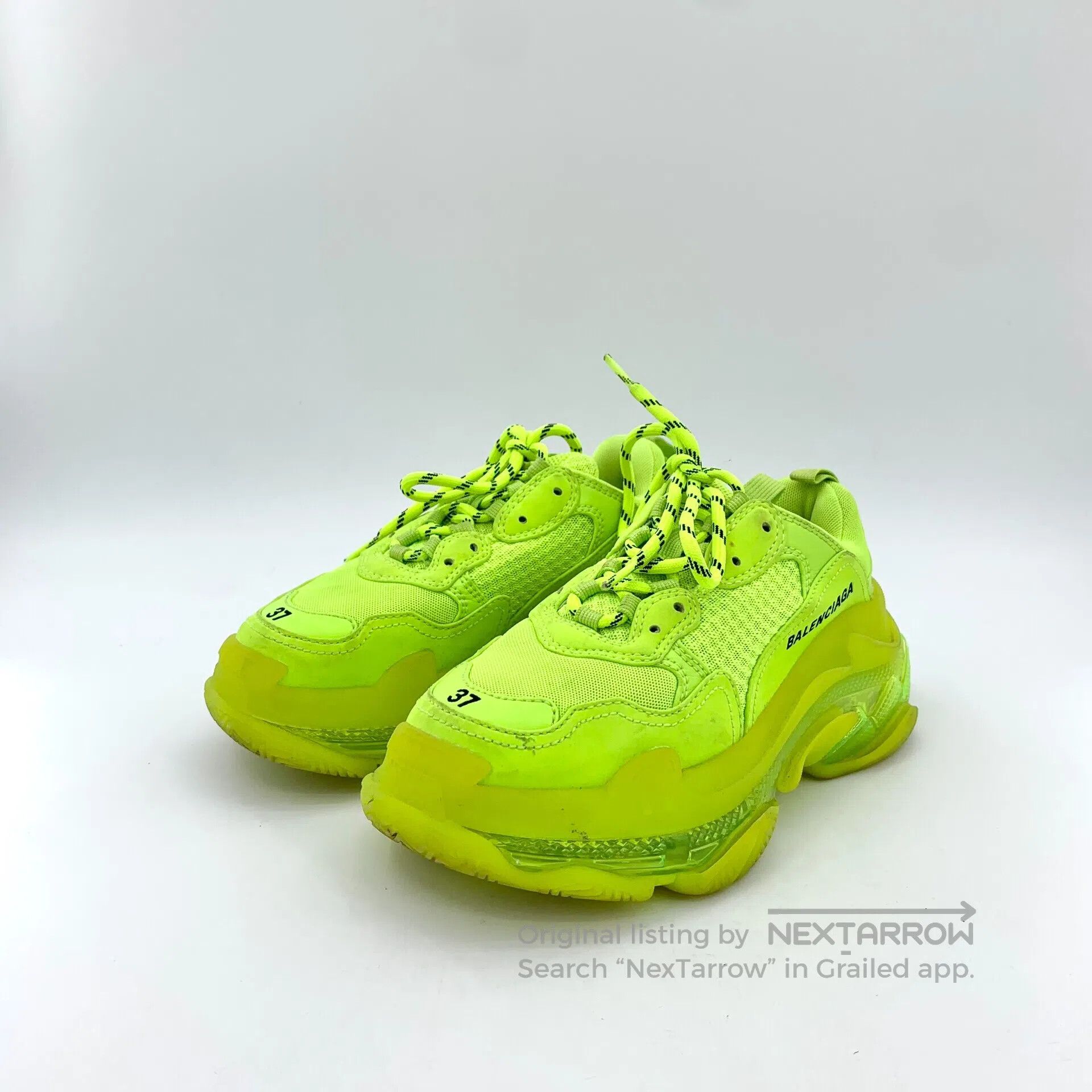 Balenciaga Balenciaga Neon yellow laced casual flat dad sneakers| Size US 5 / EU 37 - 1 Thumbnail